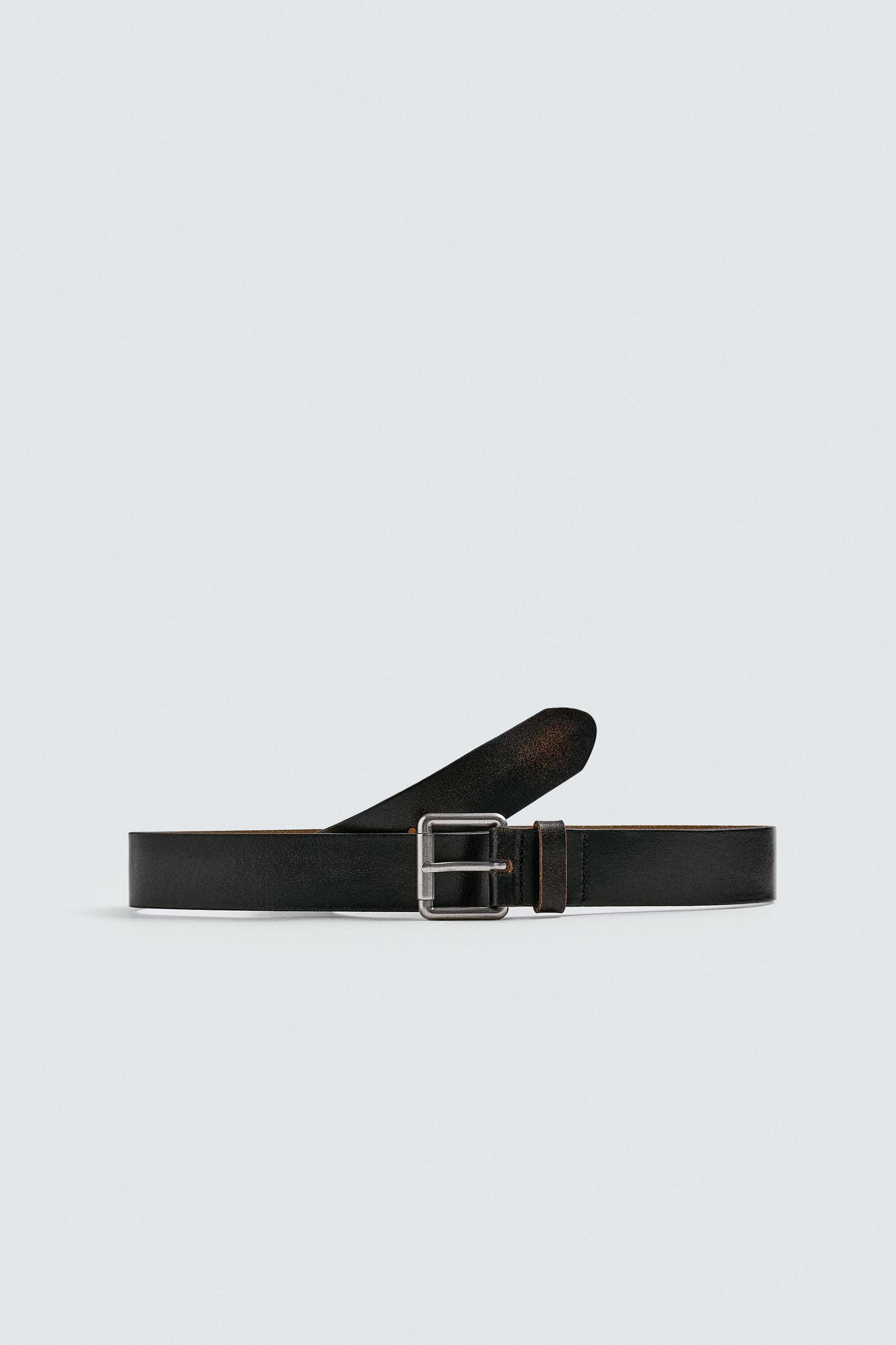 VINTAGE EFFECT LEATHER BELT Product Image