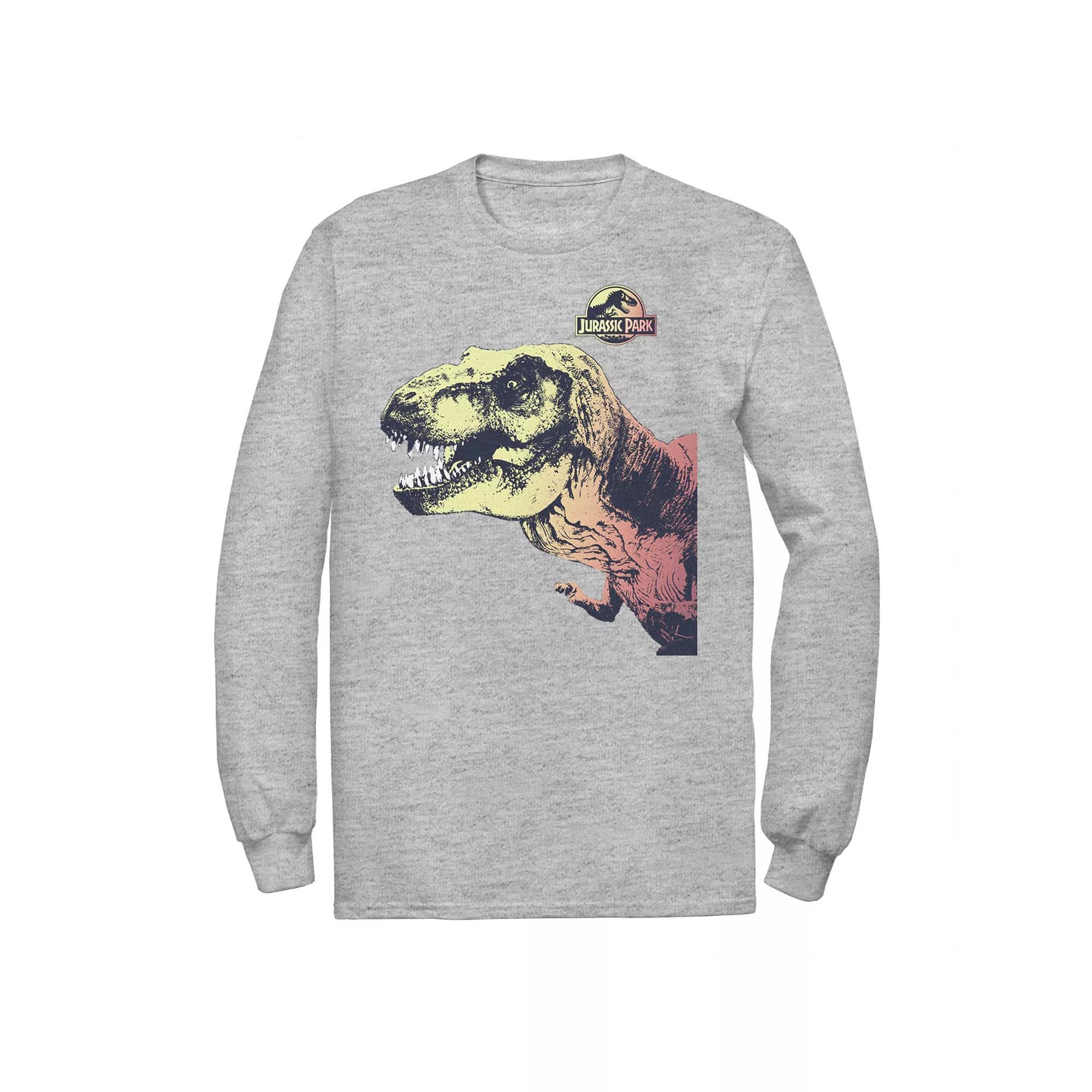 Men's Jurassic Park T-Rex Sunset Color Fill In Tee, Size: XL, Athletic Grey Product Image