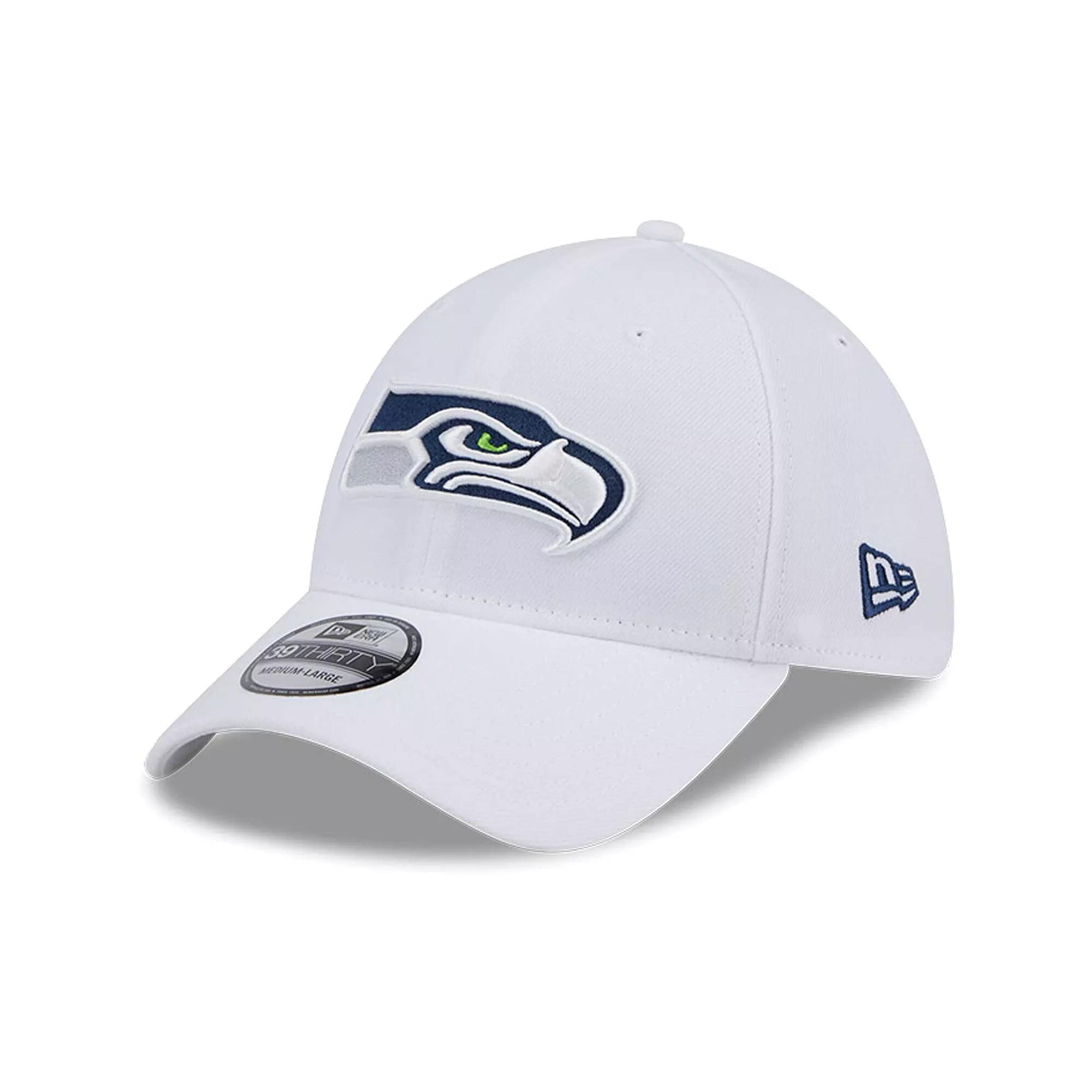Men's New Era White Seattle Seahawks Main 39THIRTY Flex Hat, Size: Large/XL Product Image