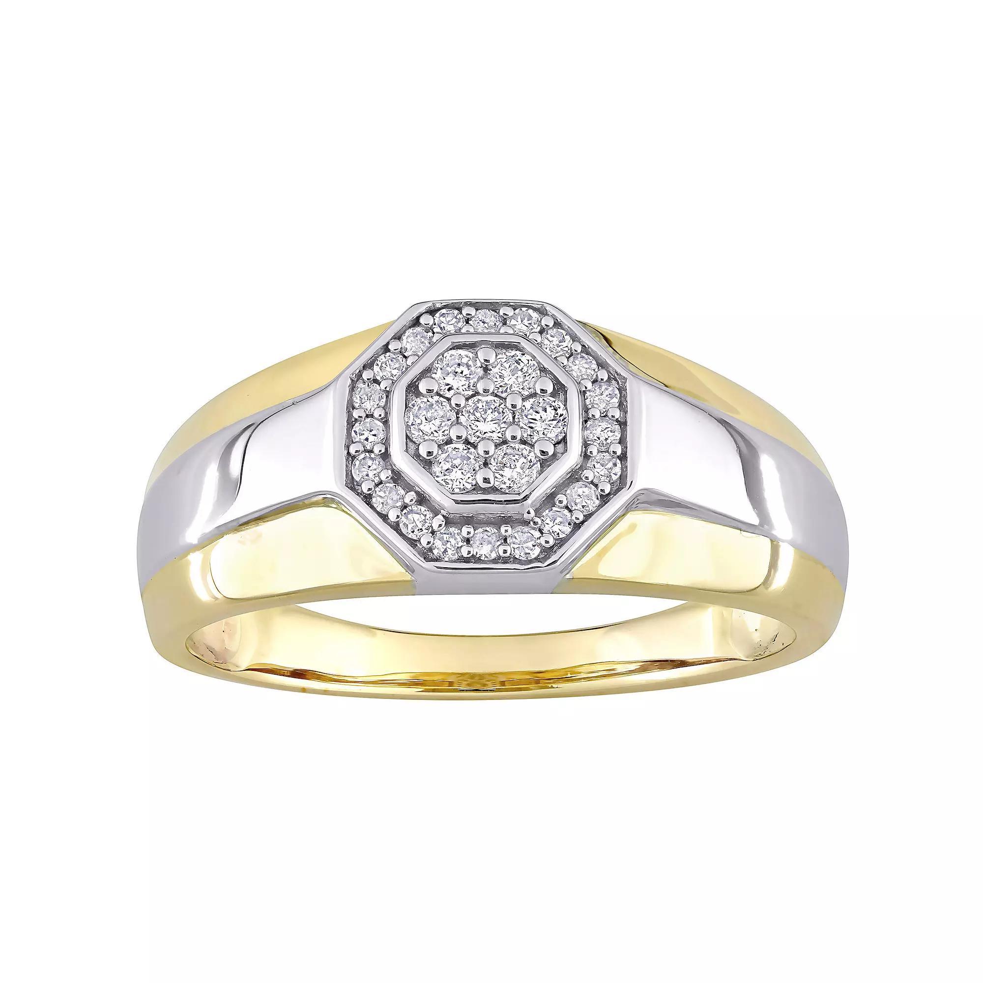 Stella Grace Men's 10k Gold Two Tone 1/4 Carat T.W. Diamond Octagonal Ring, Size: 11, 10k Two Tone Product Image