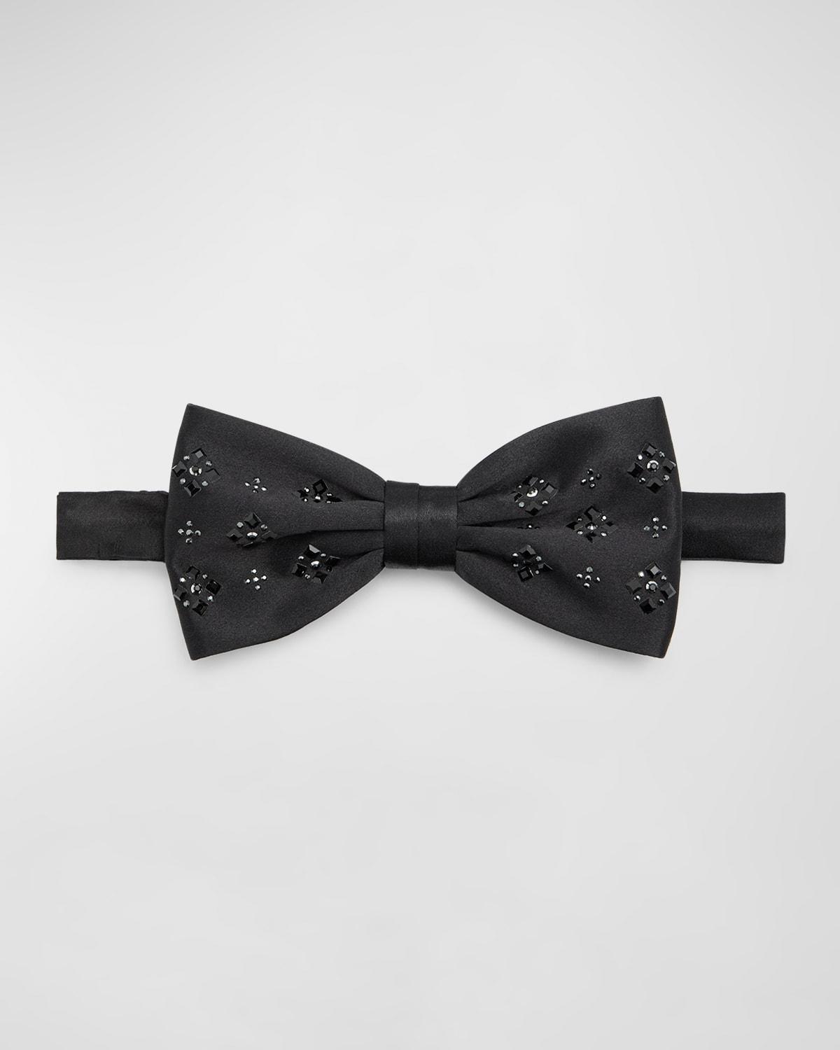 Mens Crystal-Embellished Silk Bow Tie Product Image