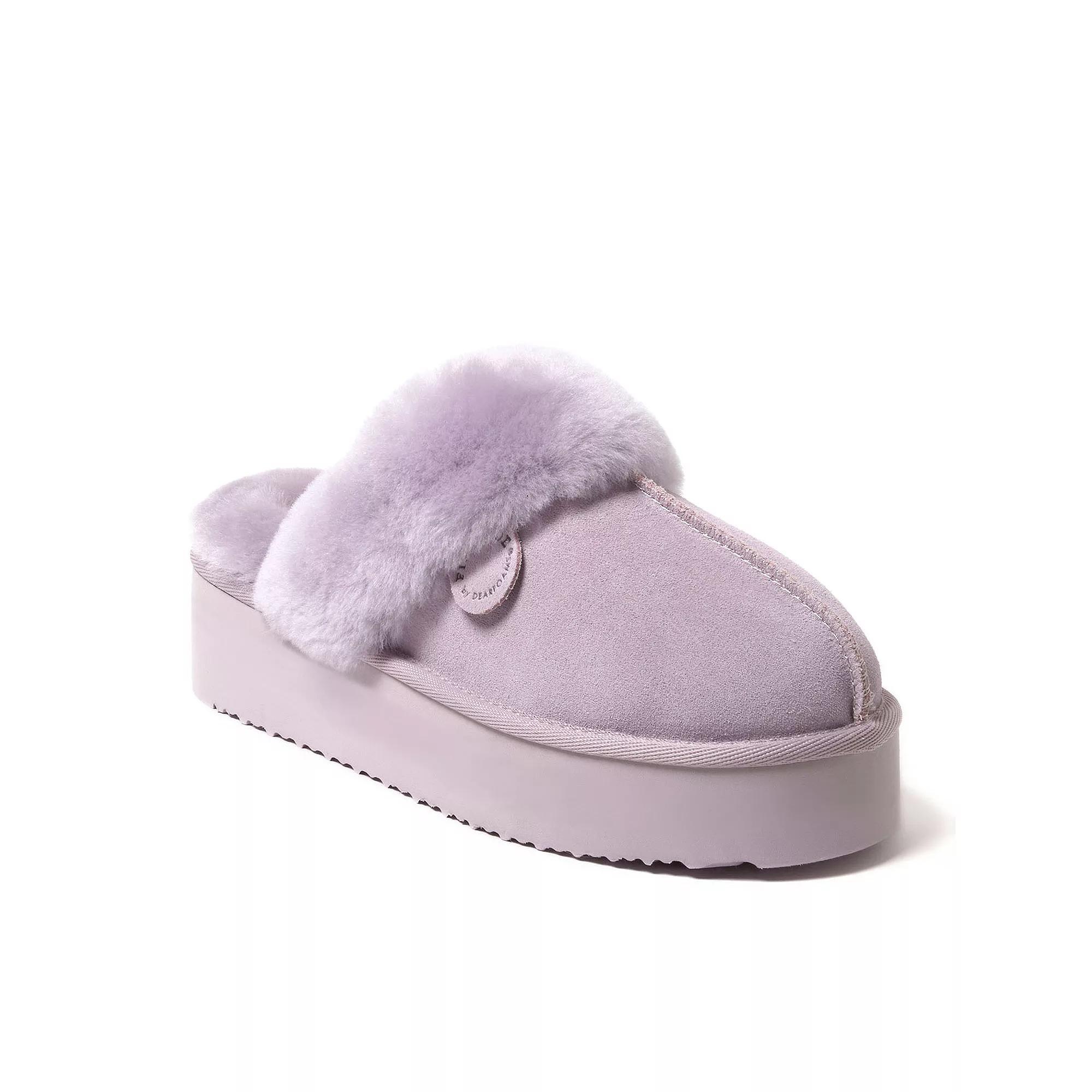 Fireside by Dearfoams Melton Shearling Womens Platform Scuff Slippers Purple Product Image