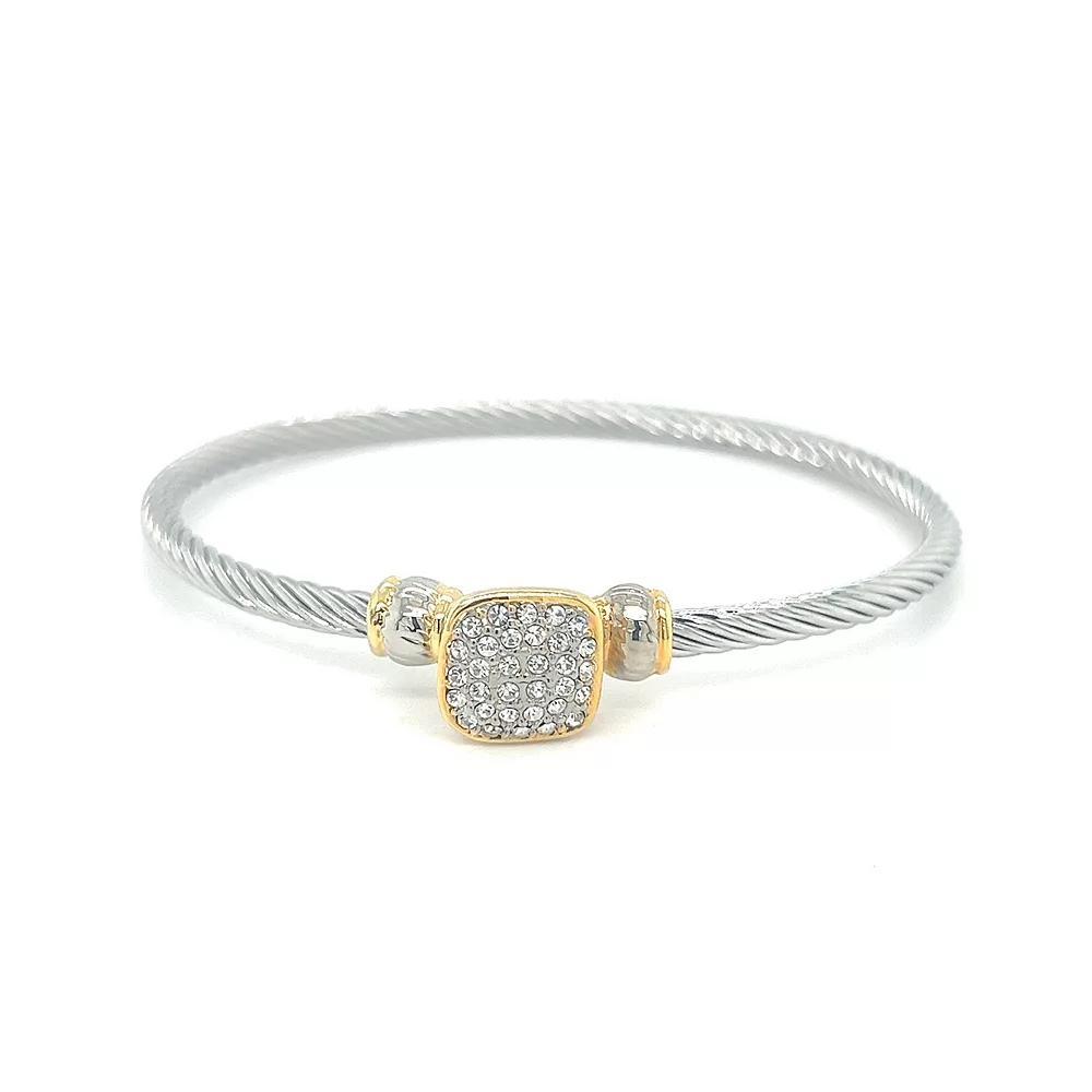 Juvell Two Tone 18k Gold Plated Cubic Zirconia Bangle Bracelet, Women's, Size: 7" Product Image