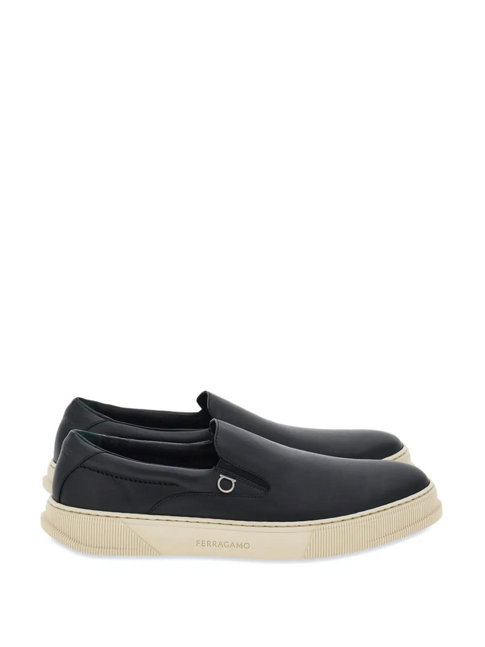 Gancini-plaque leather sneakers  Product Image