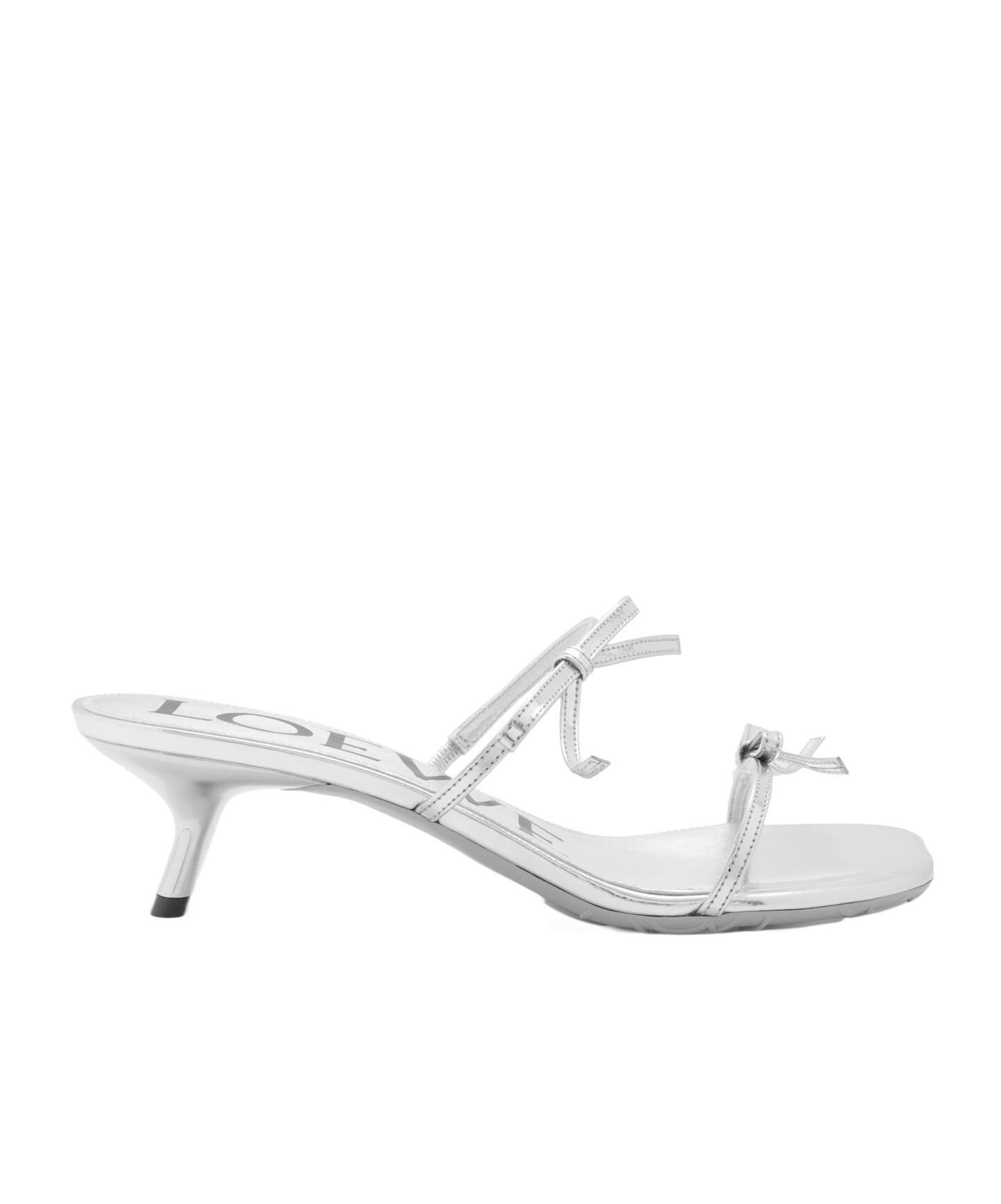 LOEWE Petal Bow Sandals 45 In Silver Product Image