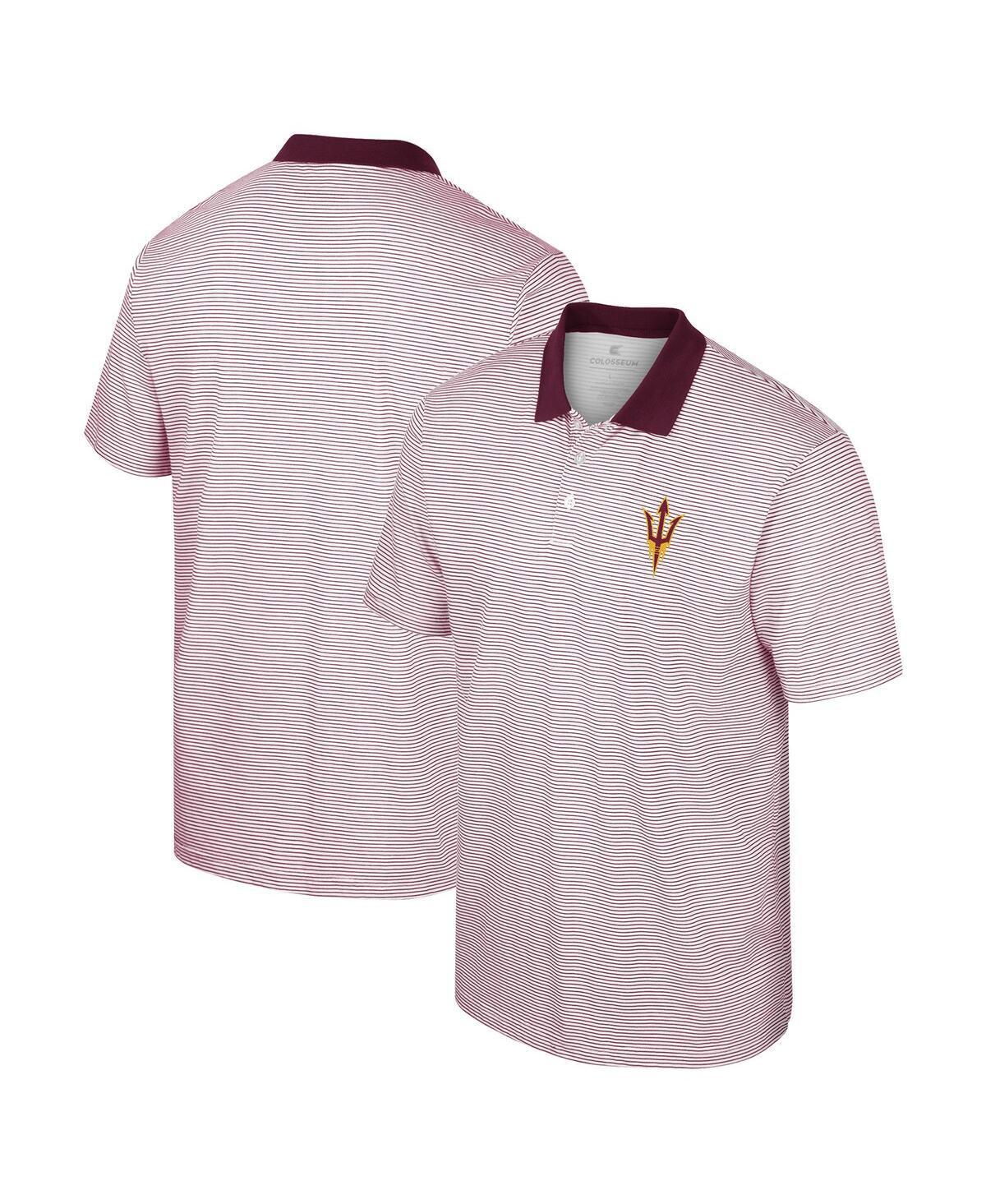 Men's Colosseum White/Maroon Arizona State Sun Devils Print Stripe Polo, Size: 3XL Product Image