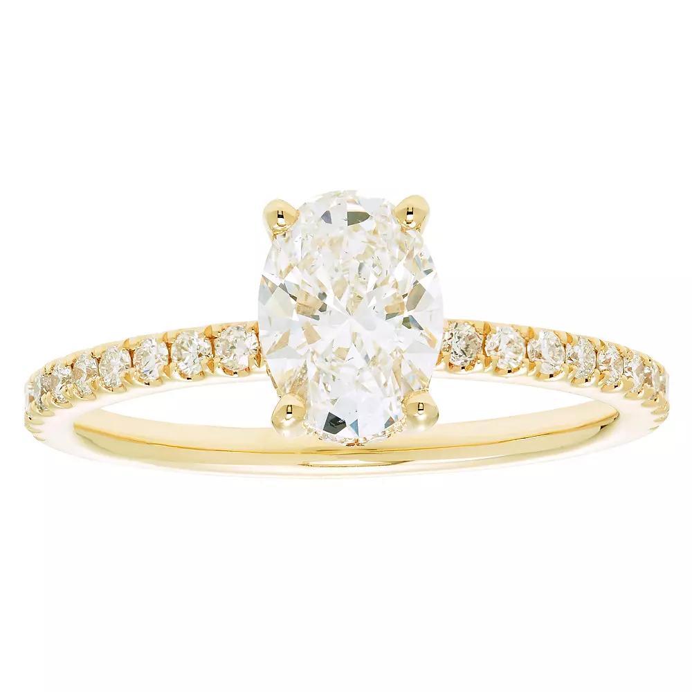 Evergreen Diamonds 14k Gold 1 3/8 Carat T.W. IGL Certified Oval Lab-Grown Diamond Hidden Halo Ring, Women's Product Image