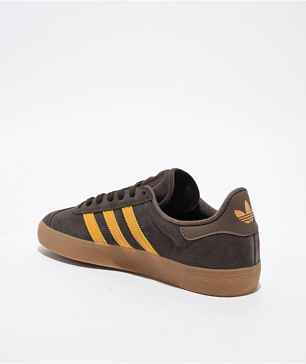 adidas Gazelle ADV Dark Brown, Preloved Yellow & Gum Skate Shoes Product Image
