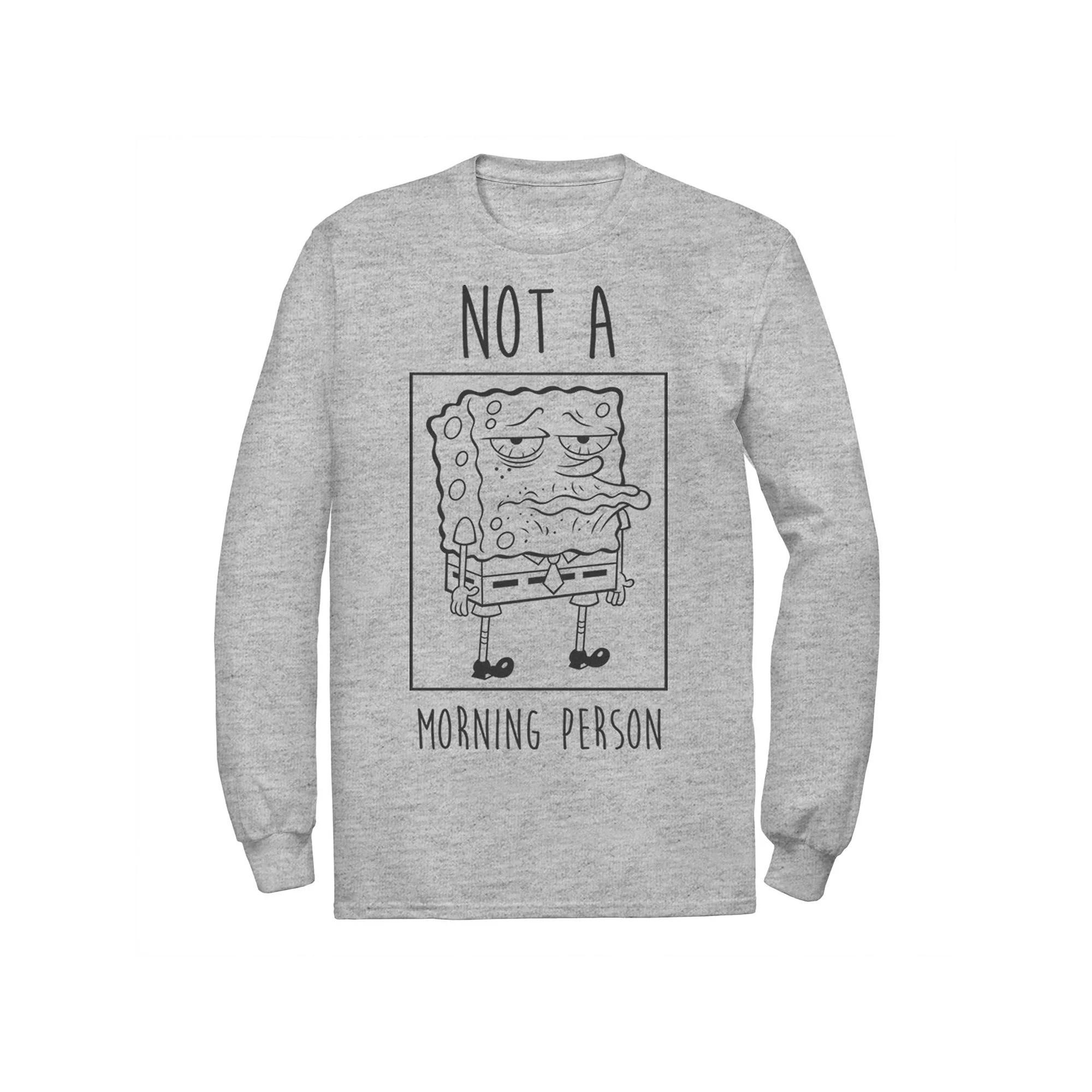 Men's Nickelodeon SpongeBob SquarePants Not A Morning Person Long Sleeve Graphic Tee, Size: XXL, Athletic Grey Product Image