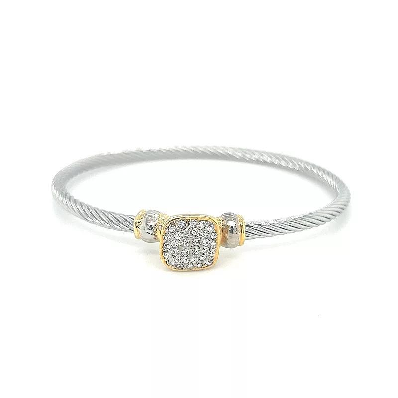 Juvell Two Tone 18k Gold Plated Cubic Zirconia Bangle Bracelet, Women's, Size: 7" Product Image