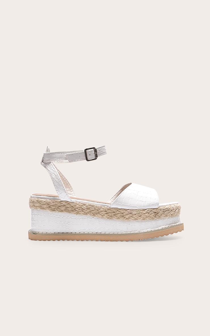 White Croc Faux Leather Flatform Sandal Product Image