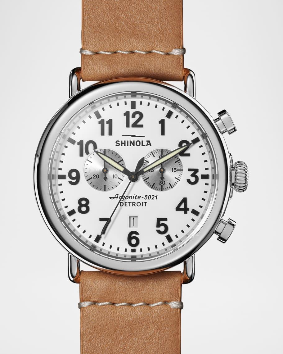 Mens The Runwell Chronograph Leather-Strap Watch, 47mm Product Image