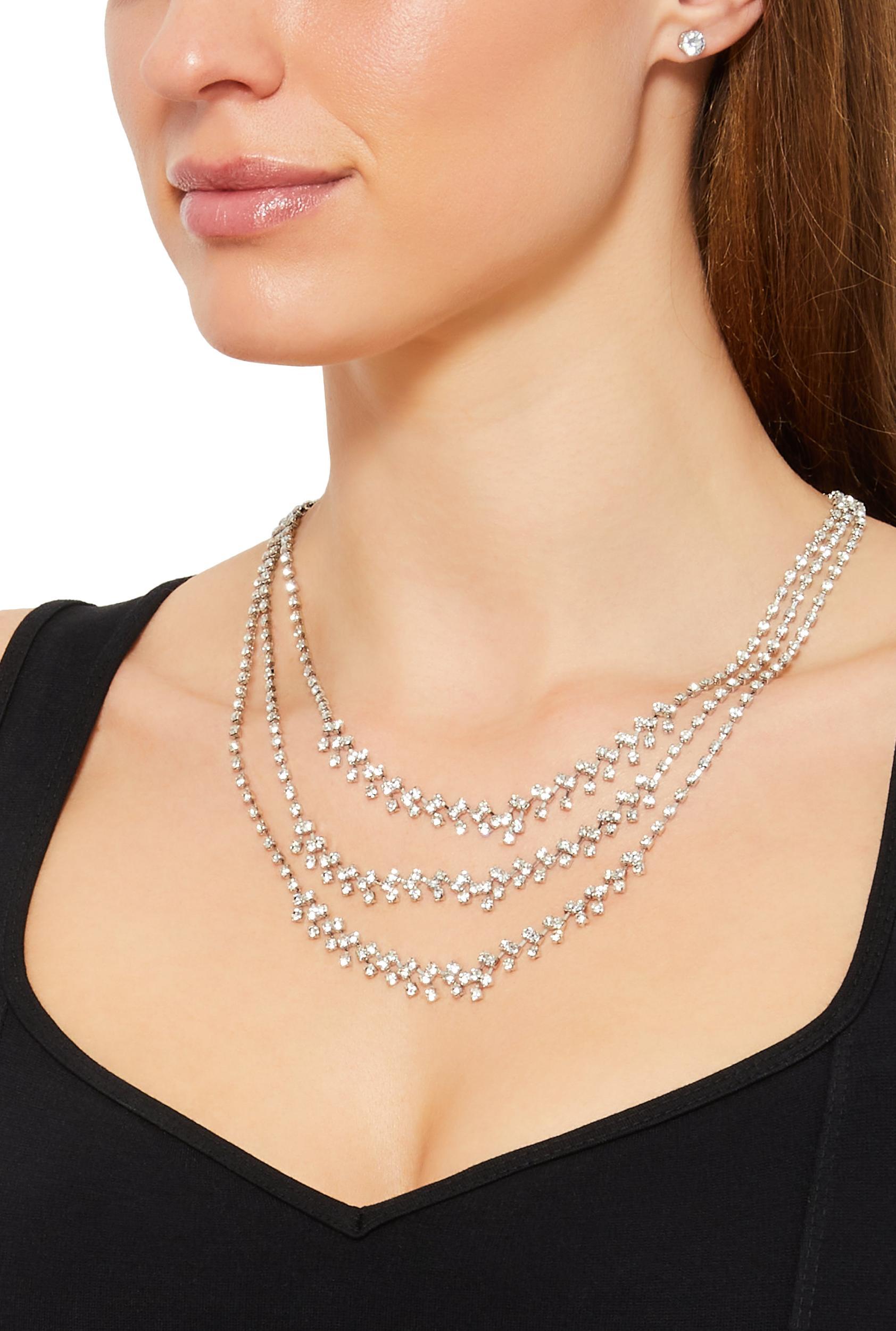 Rhinestone Layered Necklace and Earrings Set Female Product Image