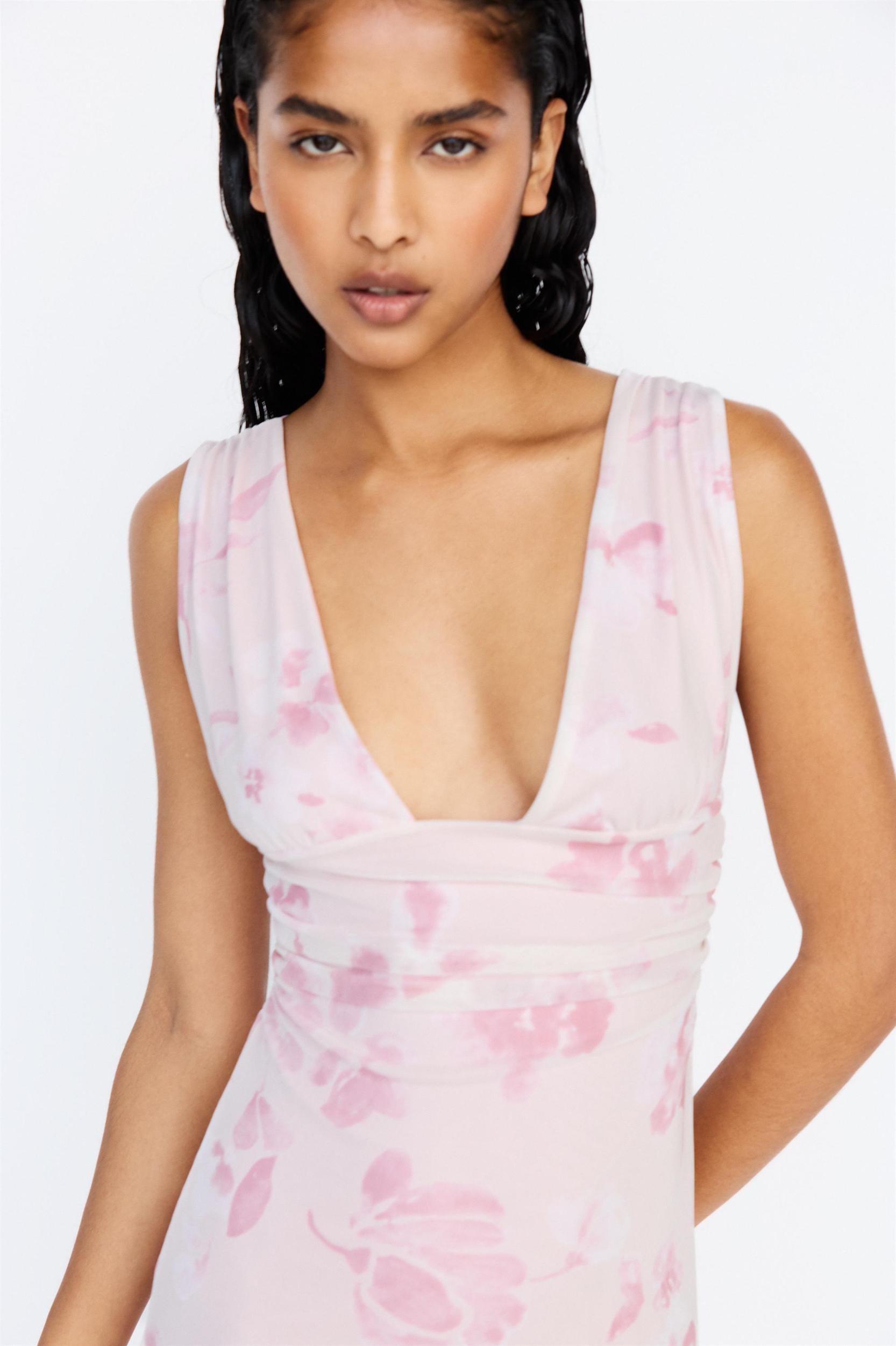 Pink floral midi dress Product Image