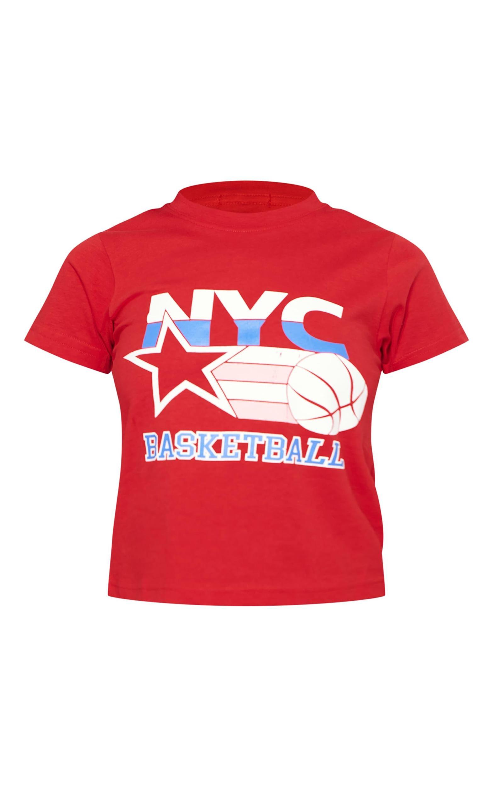 Petite Red Sports Fitted T-shirt Product Image