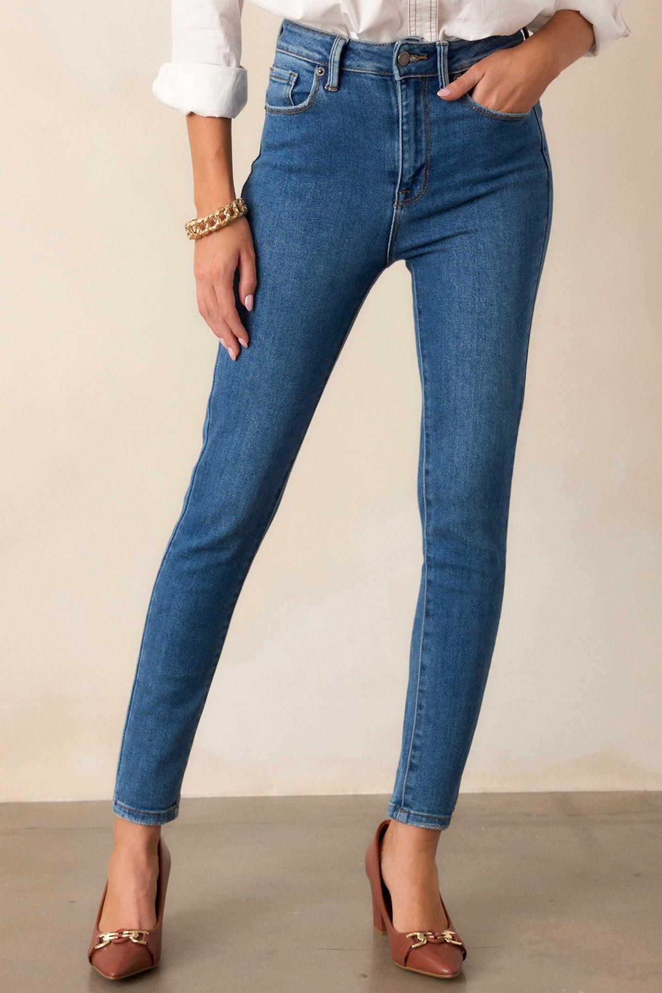 Perfect Vision Medium Wash Stretch Skinny Jeans Product Image