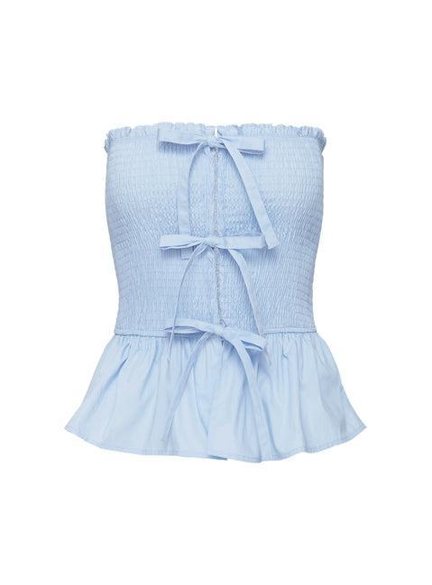 Jaymie Strapless Bow Top Blue Product Image