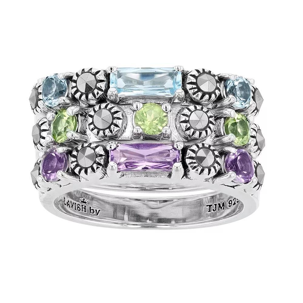 Lavish by TJM Sterling Silver Multi-Gemstone 3-Piece Stack Ring Set, Women's, Size: 6 Product Image