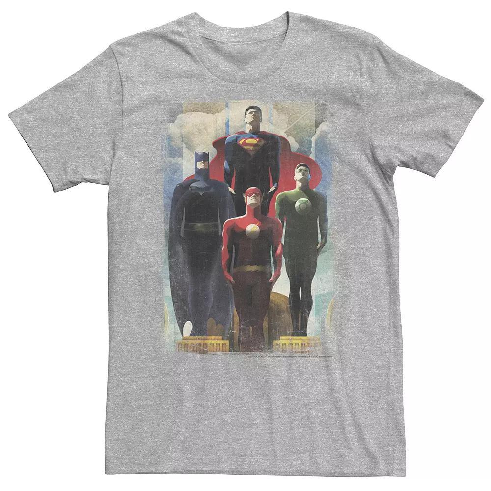 Big & Tall DC Comics Justice League Heroes Look Up Tee, Men's, Size: XXL Tall, Athletic Grey Product Image