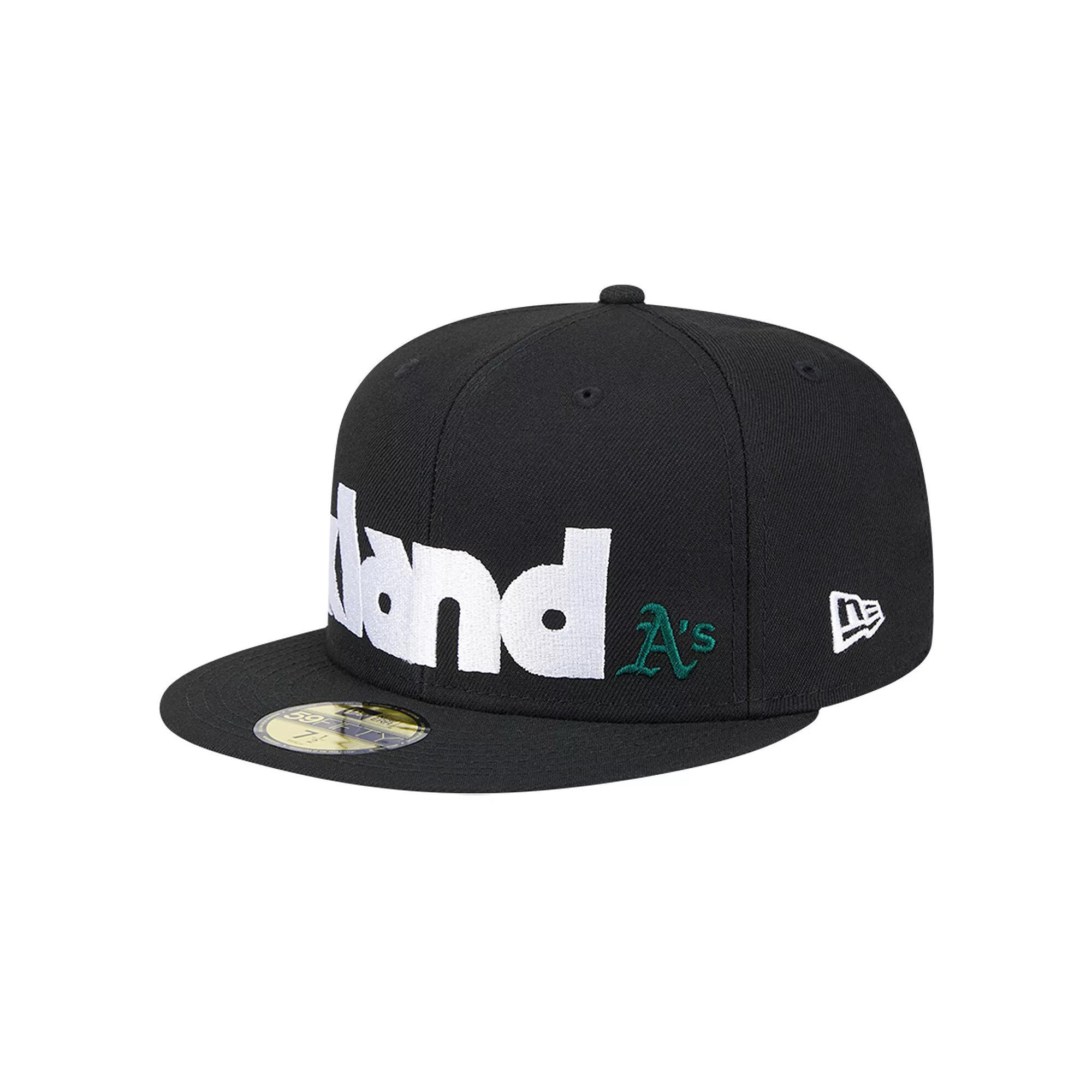 Men's New Era Black Oakland Athletics Checkered Undervisor 59FIFTY Fitted Hat, Size: 7 Product Image