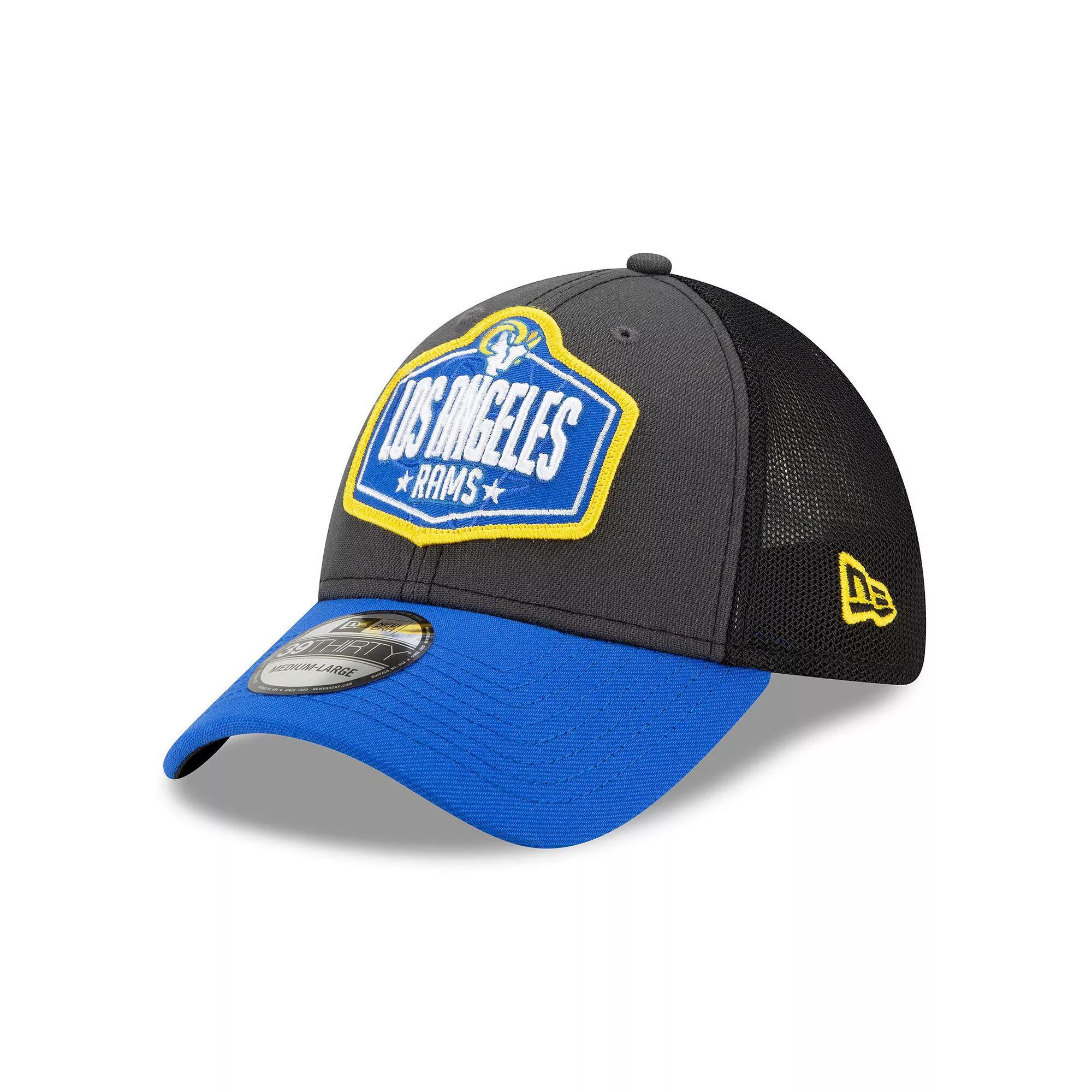 Mens New Era Graphite/Royal Los Angeles Rams 2021 NFL Draft Trucker 39THIRTY Flex Hat Product Image