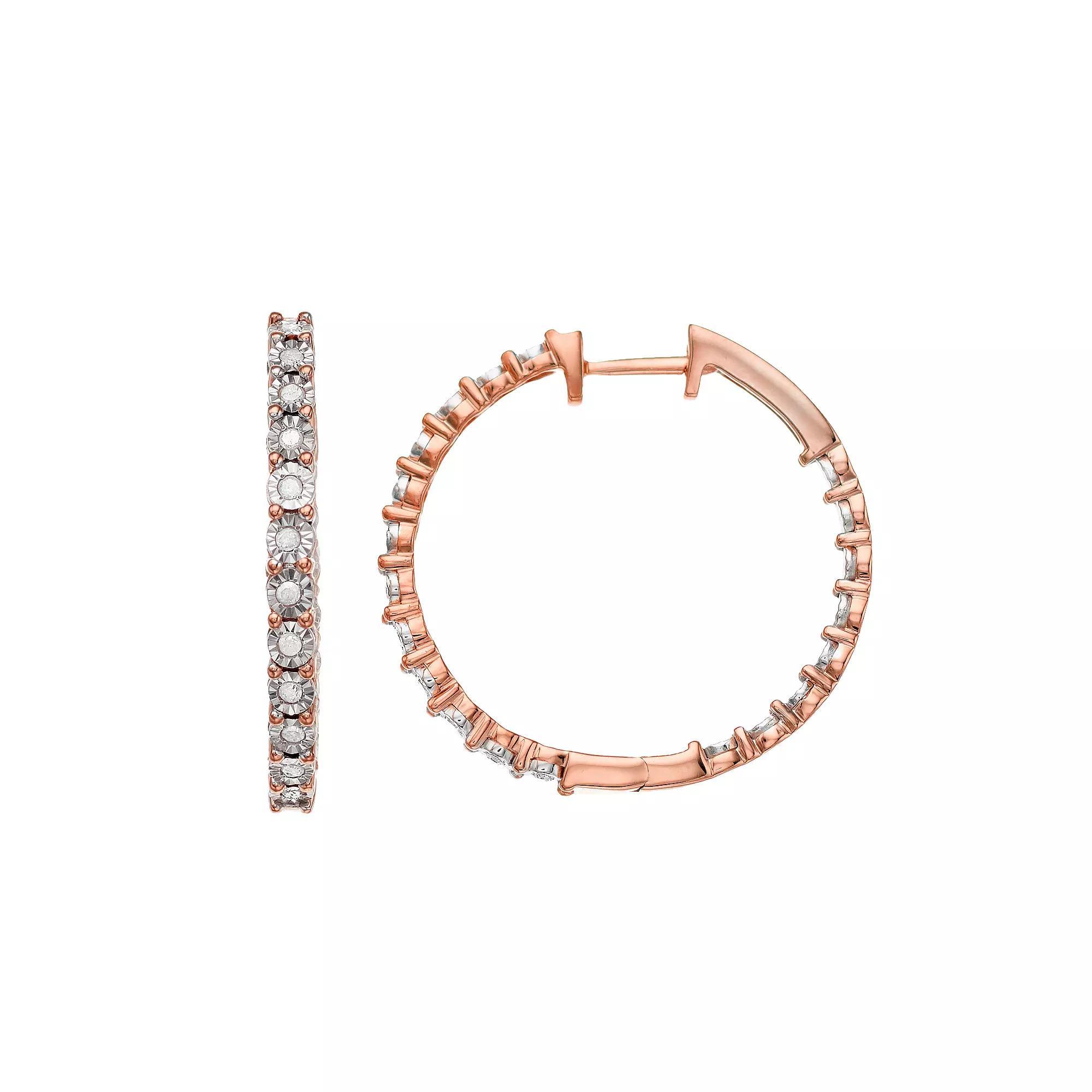 Diamond Brilliance 1/4 Carat T.W. Diamond Hoop Earrings, Women's, Sterling Silver Product Image