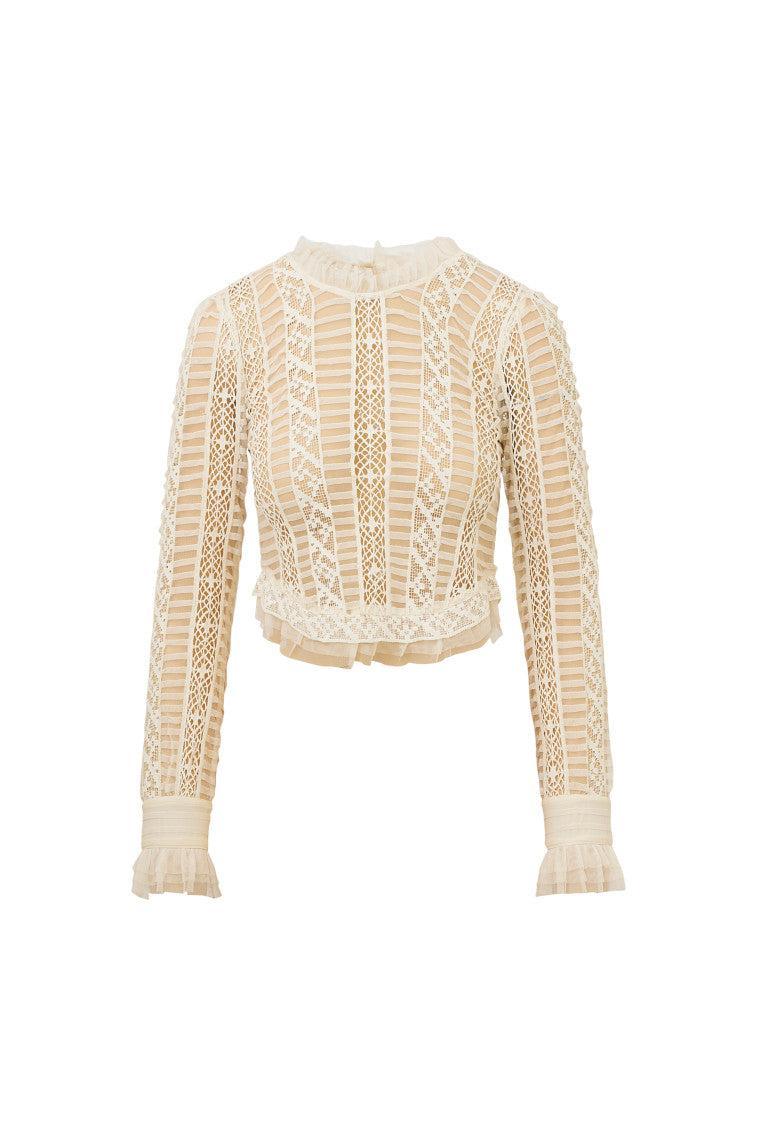 Etheline Crochet Lace Long Sleeve Top Product Image