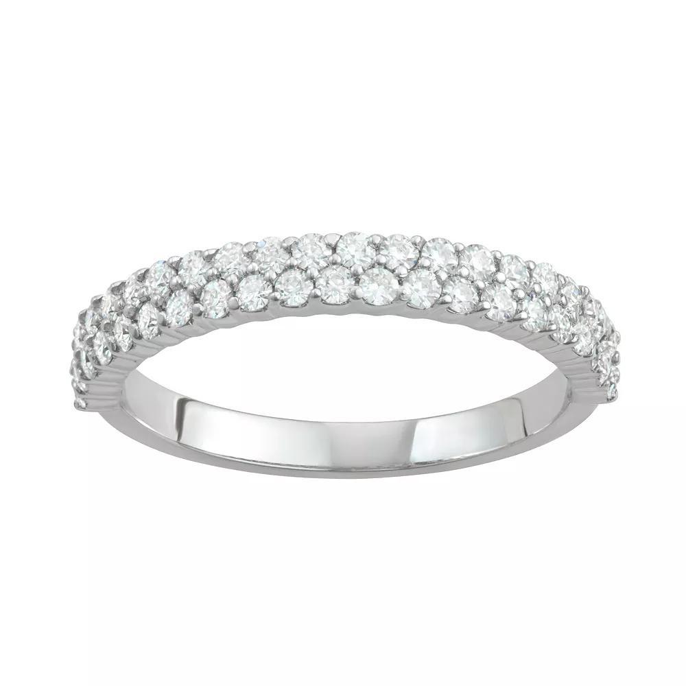 Charles & Colvard 14k Gold 5/8 Carat T.W. Lab-Created Moissanite Two Row Band, Womens White Product Image