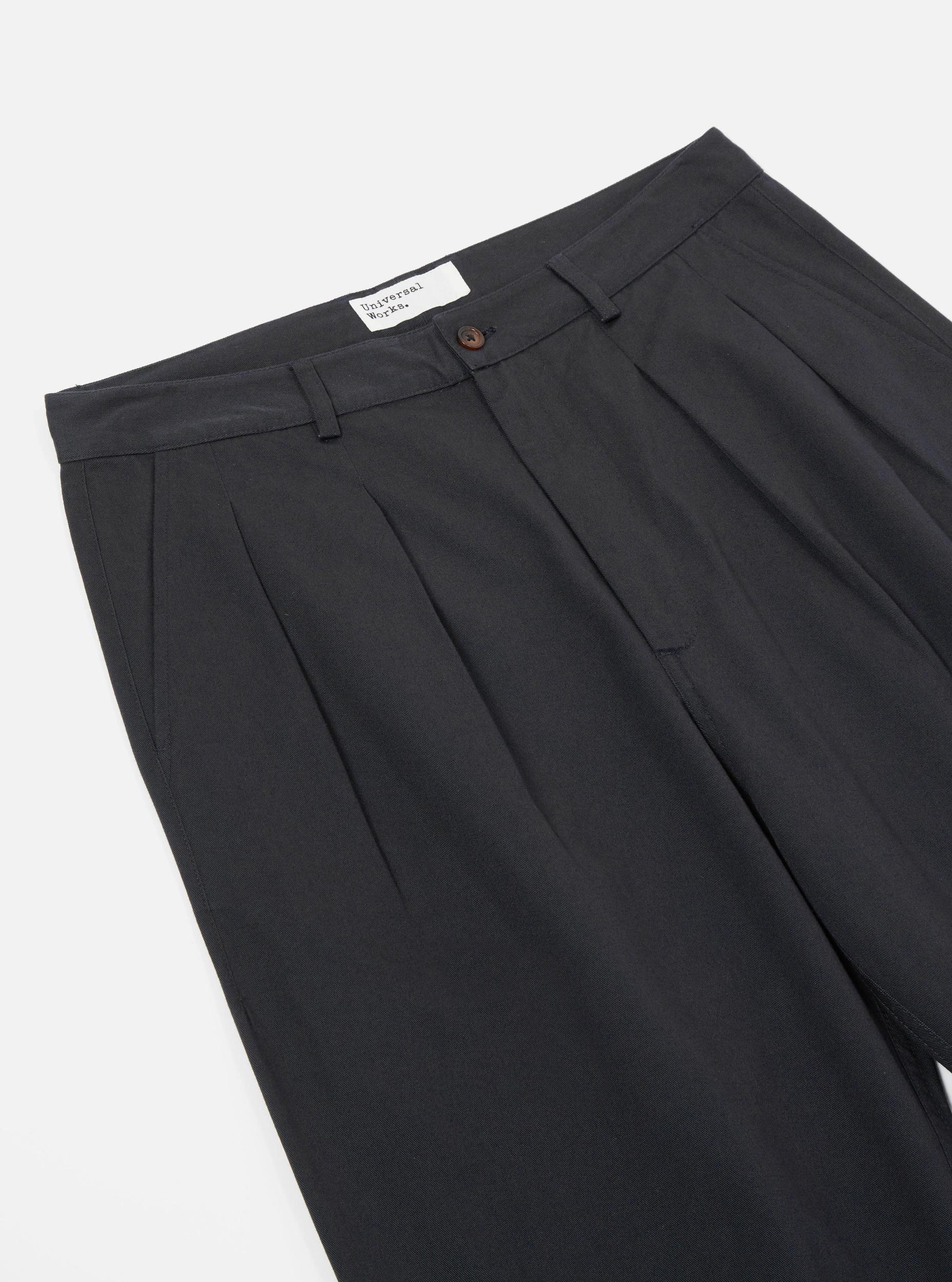 Universal Works Double Pleat Pant in Black Twill Product Image