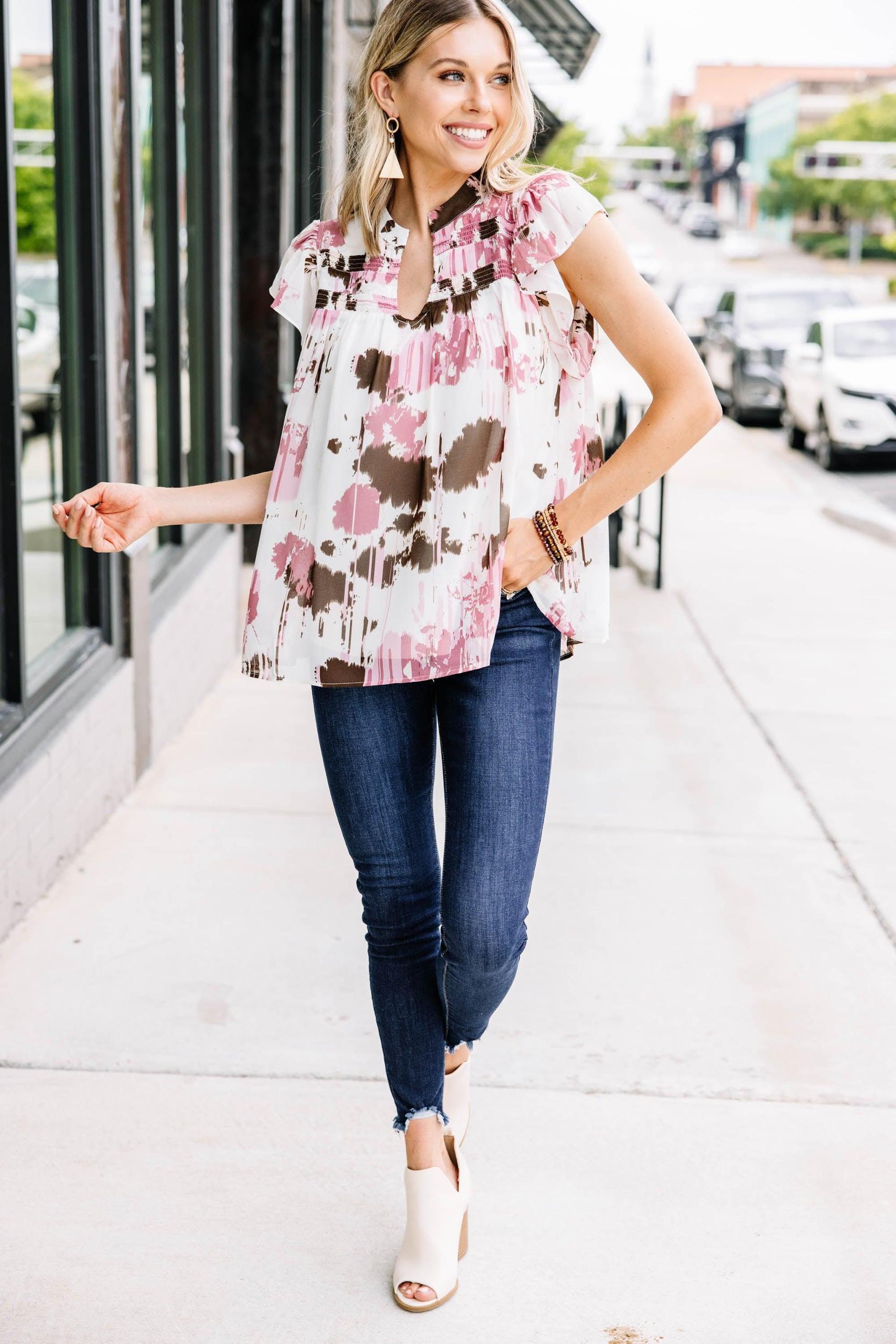 Message Received Ivory White Abstract Blouse Female Product Image