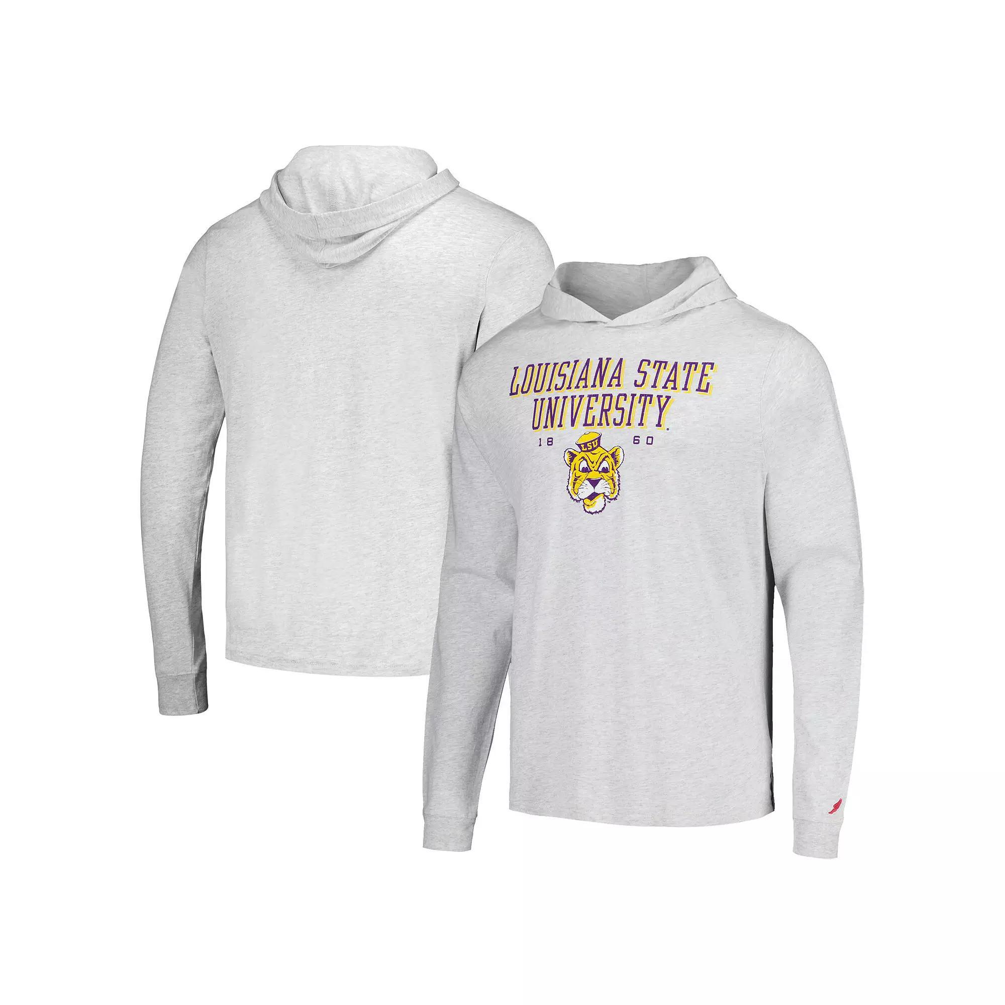 Men's League Collegiate Wear Ash LSU Tigers Team Stack Tumble Long Sleeve Hooded T-Shirt, Size: 2XL, Black Product Image