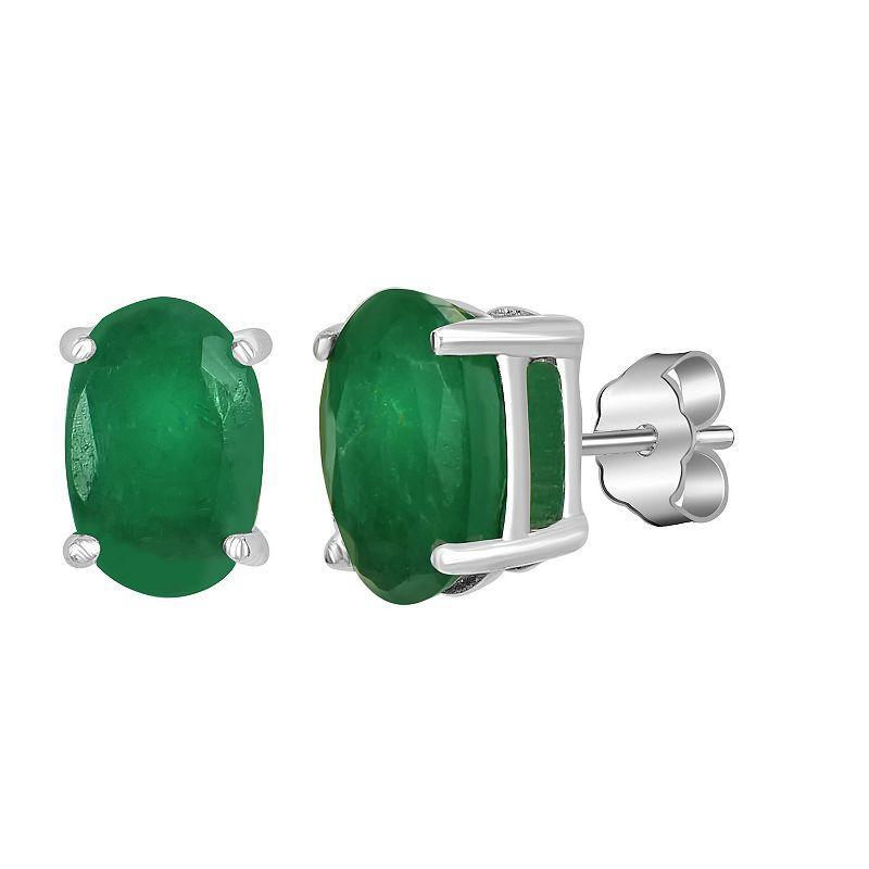 Gemistry 14k White Gold Oval Gemstone Stud Earrings, Women's, Blue Product Image