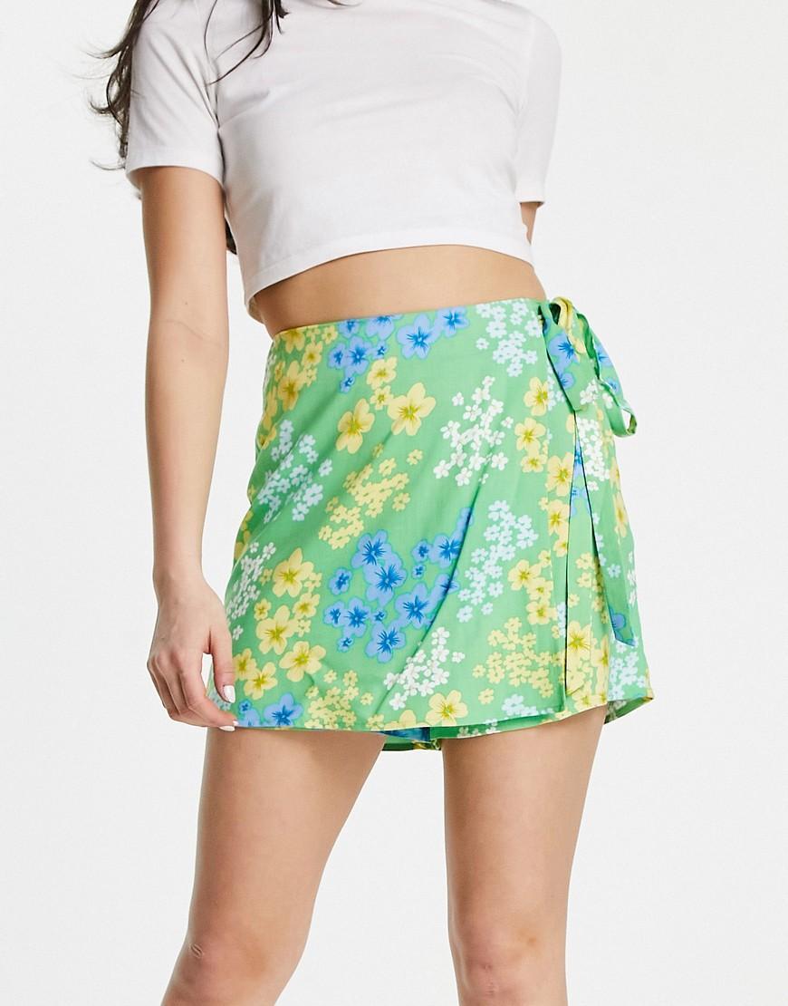 ASOS DESIGN wrap tie skort in mono print Product Image