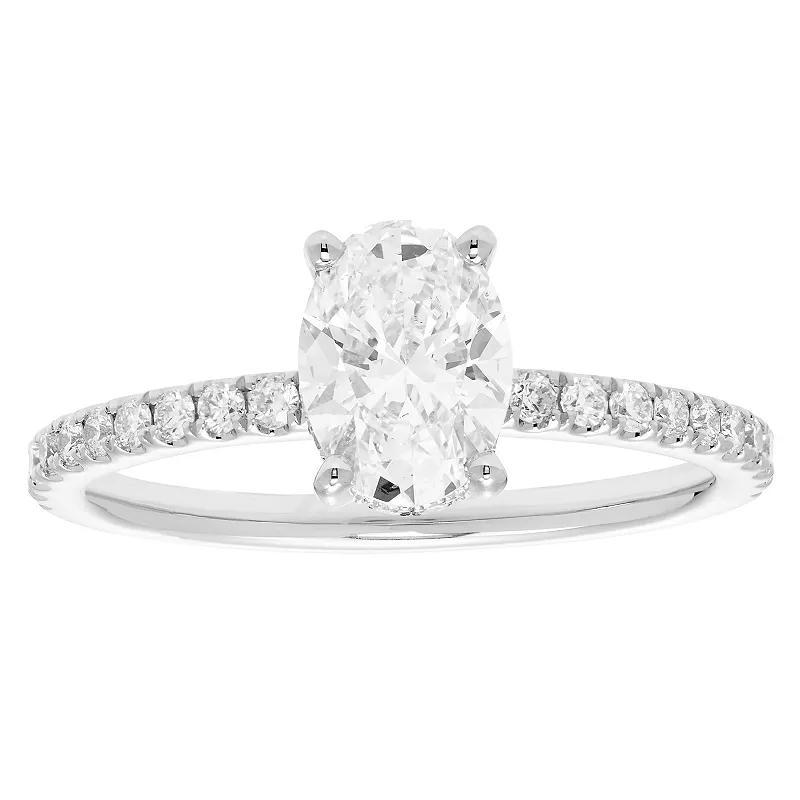 Evergreen Diamonds 14k Gold 1 3/8 Carat T.W. IGL Certified Oval Lab-Grown Diamond Hidden Halo Ring, Women's Product Image