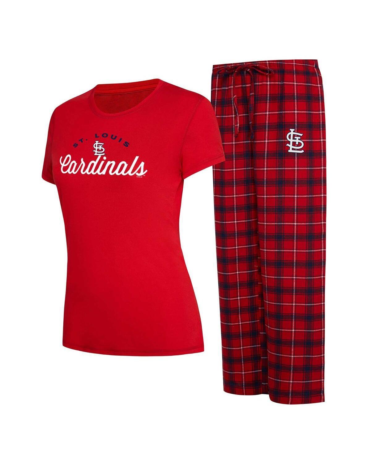 Women's Concepts Sport Red/Navy St. Louis Cardinals Arctic T-Shirt & Flannel Pants Sleep Set, Size: Small Product Image