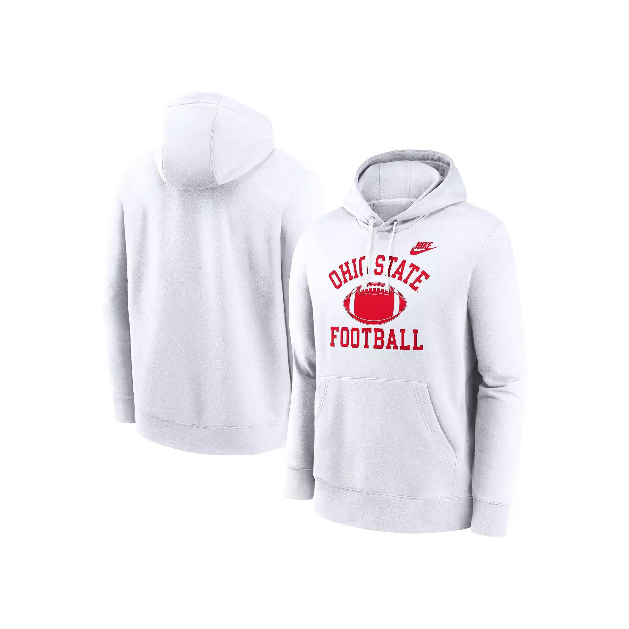 Men's Nike White Ohio State Buckeyes Legacy Football Icon Club Fleece Pullover Hoodie, Size: Small Product Image