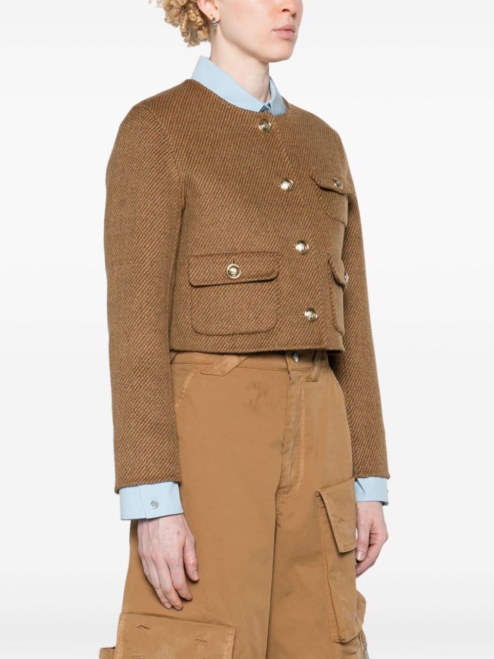 collarless felted cropped jacket Product Image