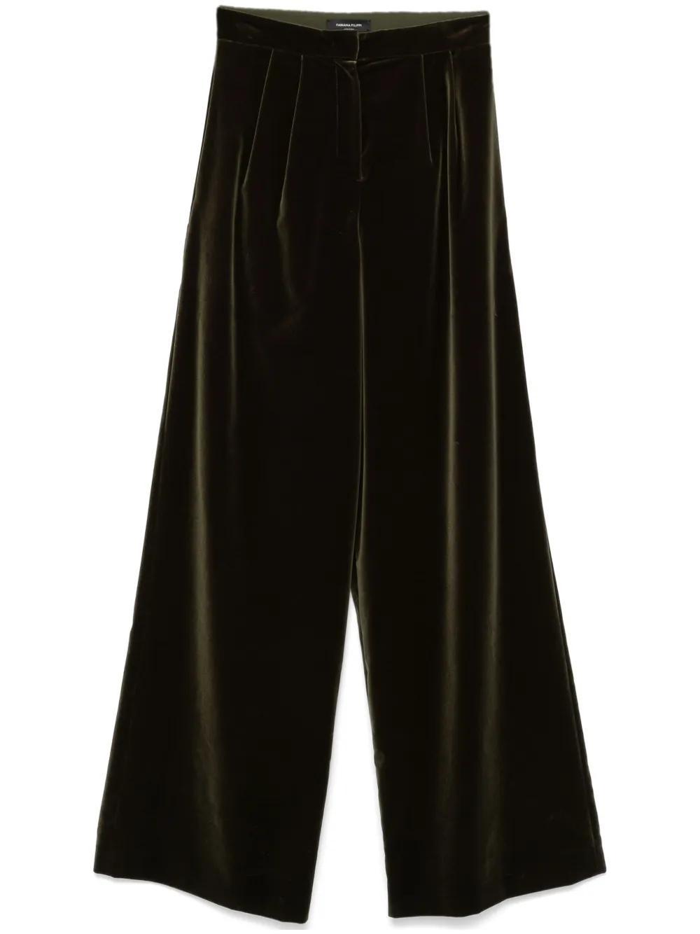 FABIANA FILIPPI Velvet Trousers In Green Product Image