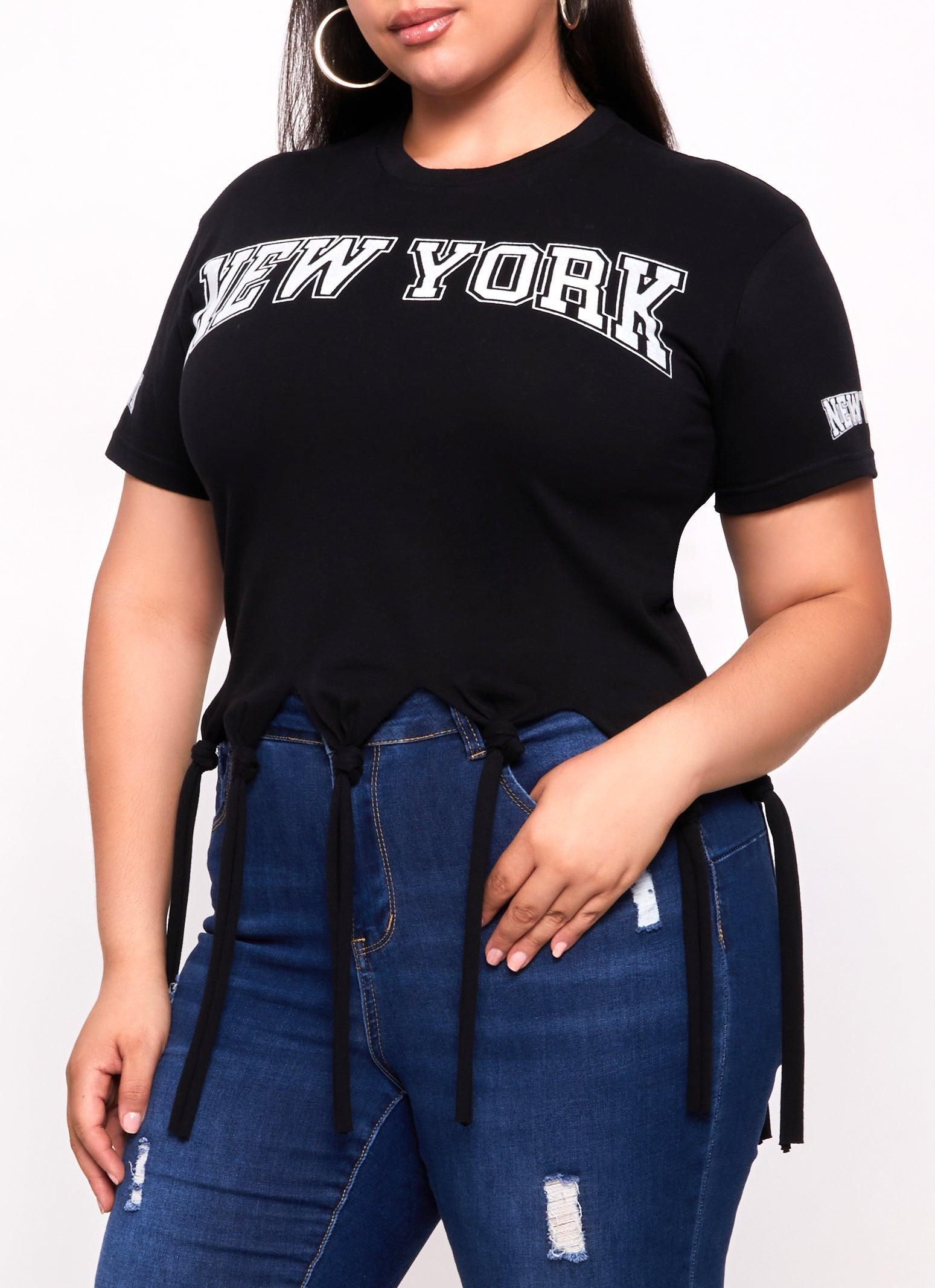 Womens Plus Size New York Fringe Graphic Top Product Image