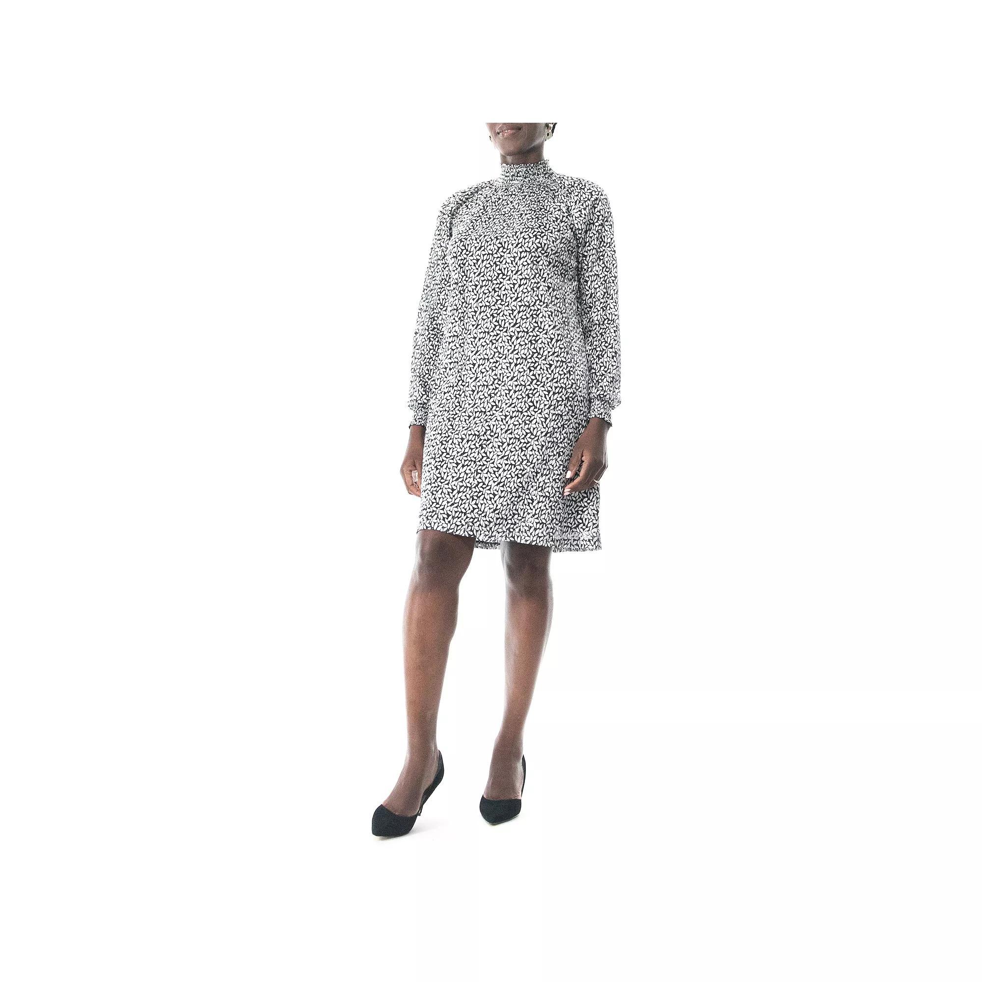 Women's Nina Leonard Foiled Float Dress, Size: XL, Black Sil Product Image