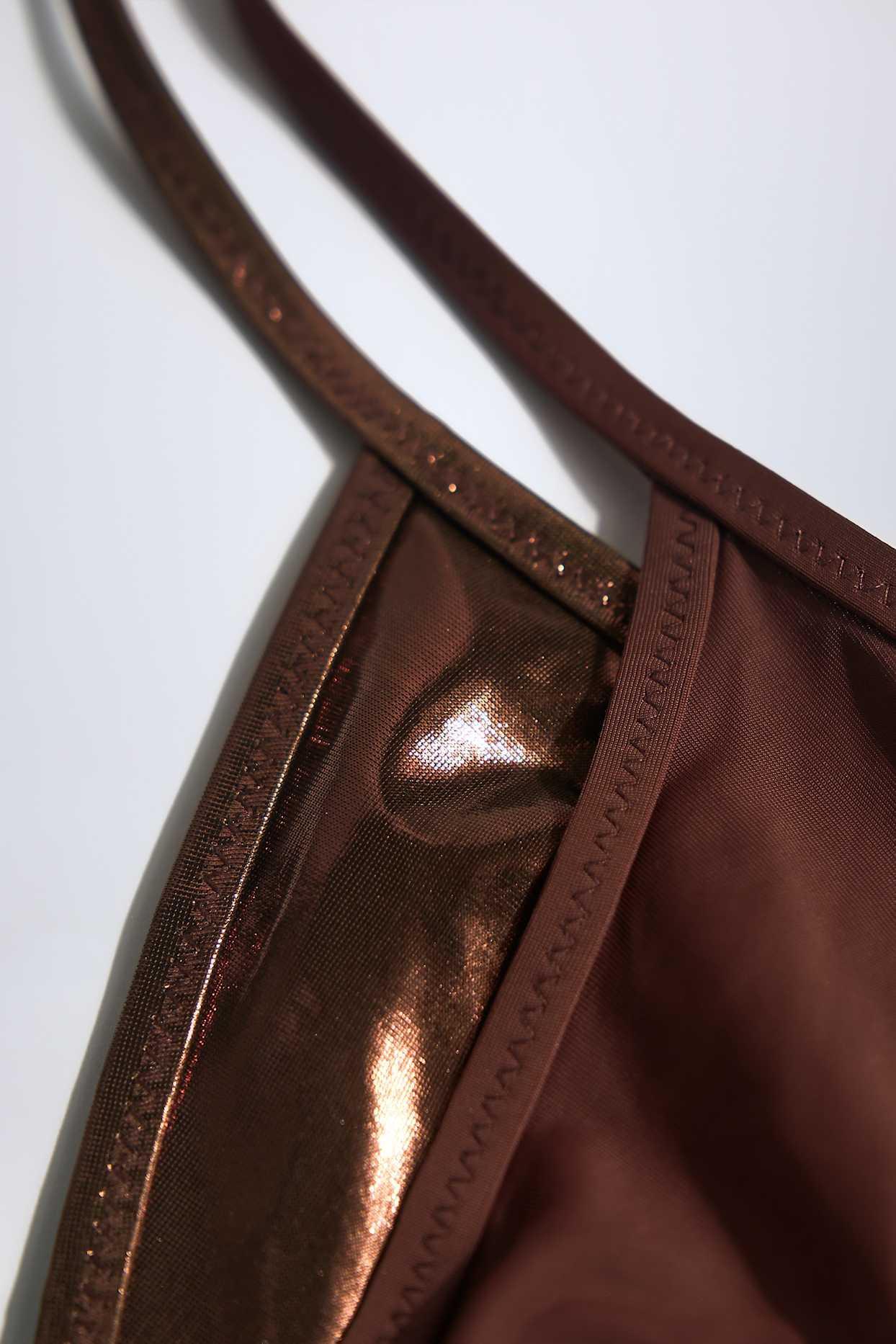 Metallic Layered Swimsuit in Chocolate Brown Product Image