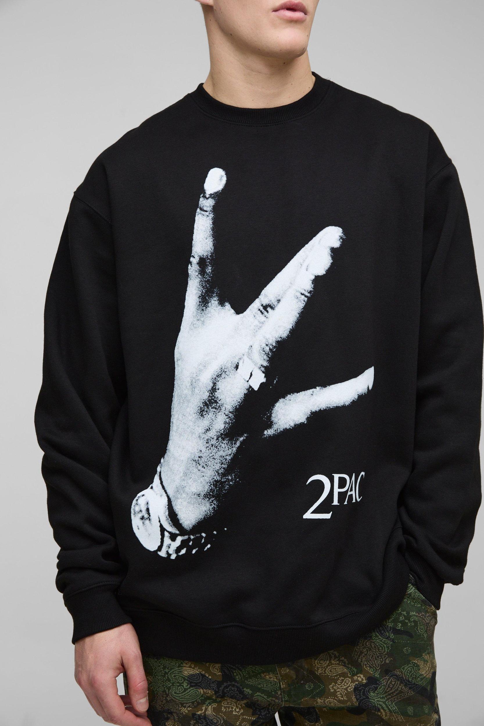 Tall Oversized Tupac License Print Sweatshirt | boohooMAN USA Product Image