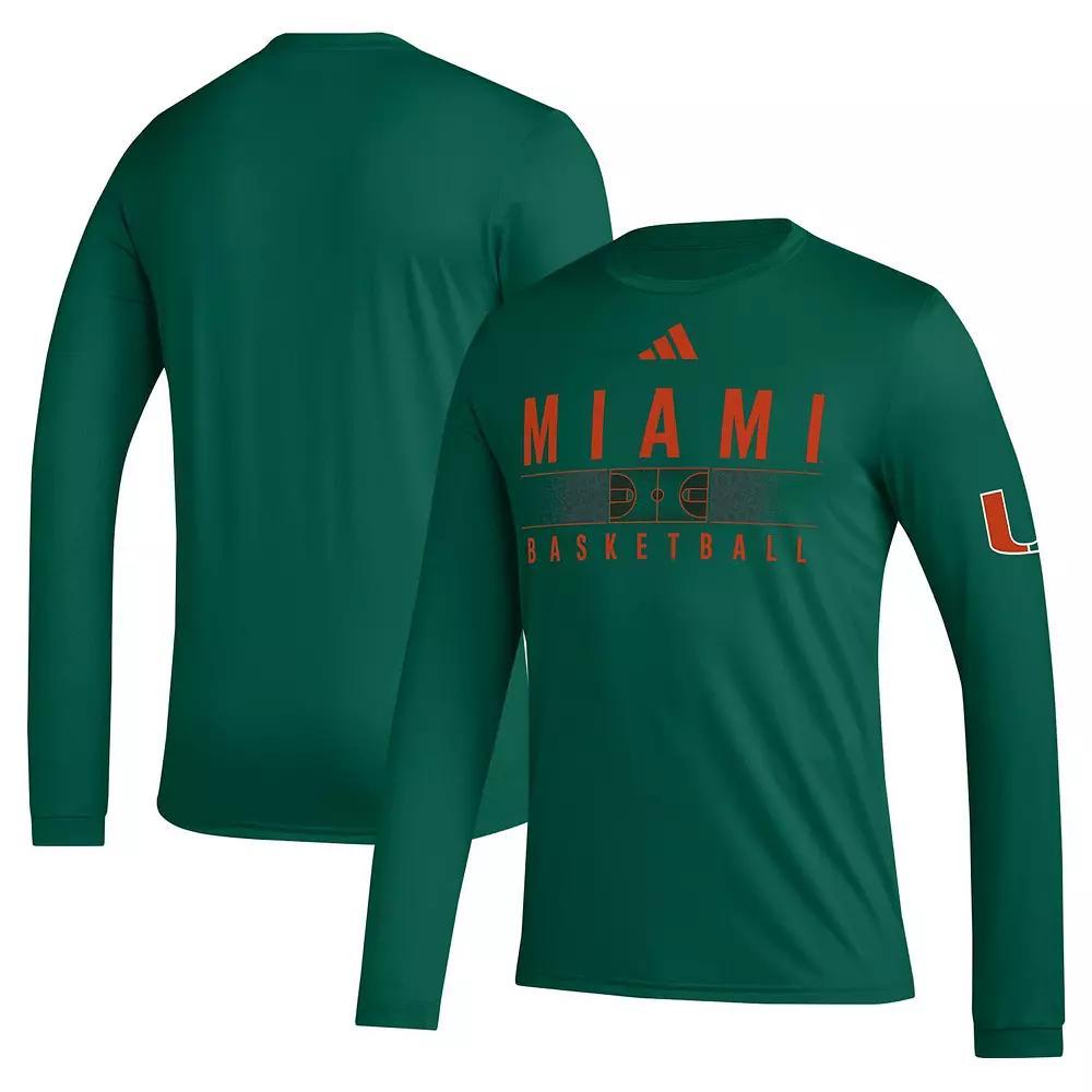 Men's adidas Green Miami Hurricanes Practice Basketball Pregame AEROREADY Long Sleeve T-Shirt, Size: Medium Product Image