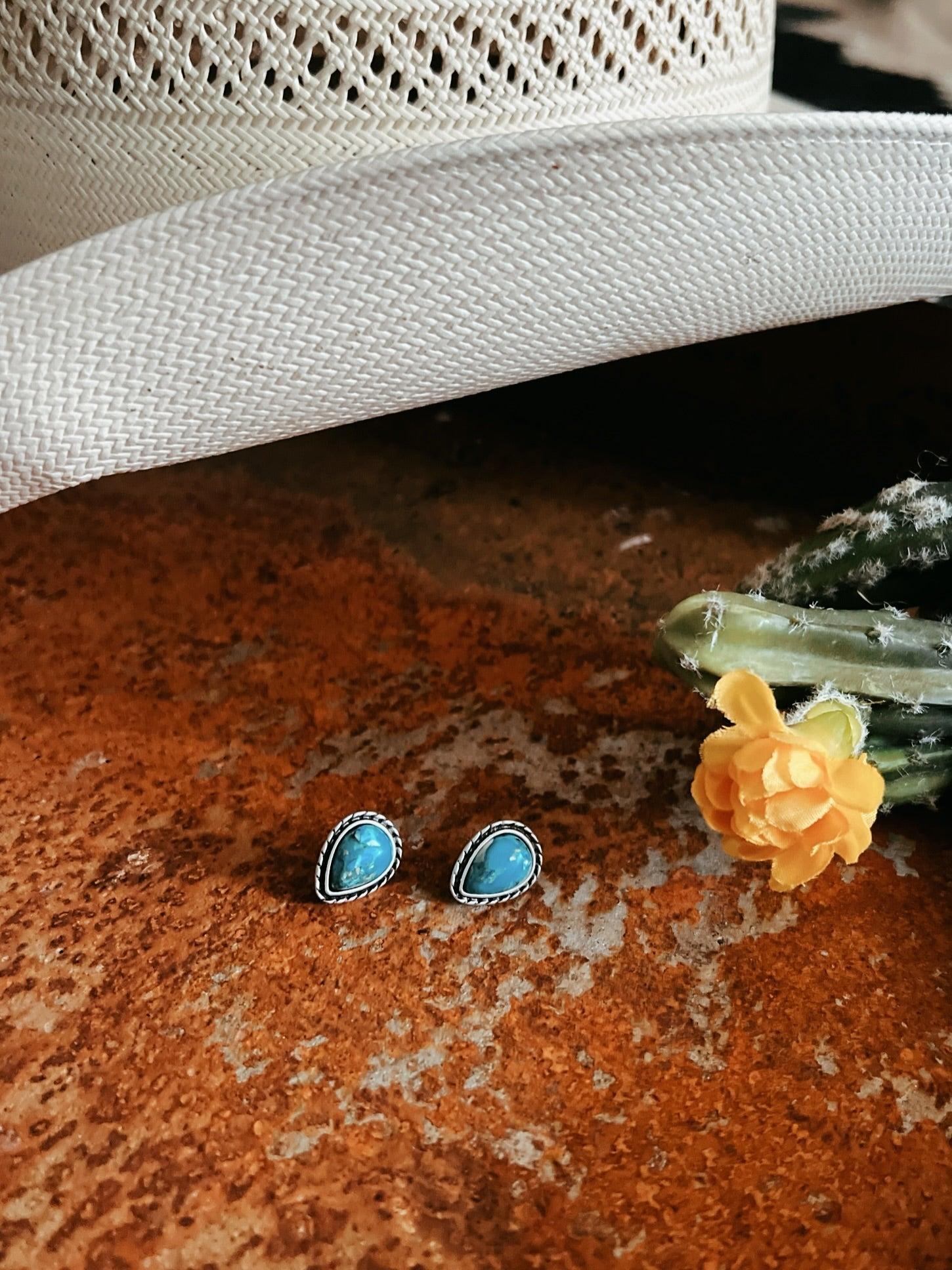 Drop Gemstone Stud Earrings Product Image
