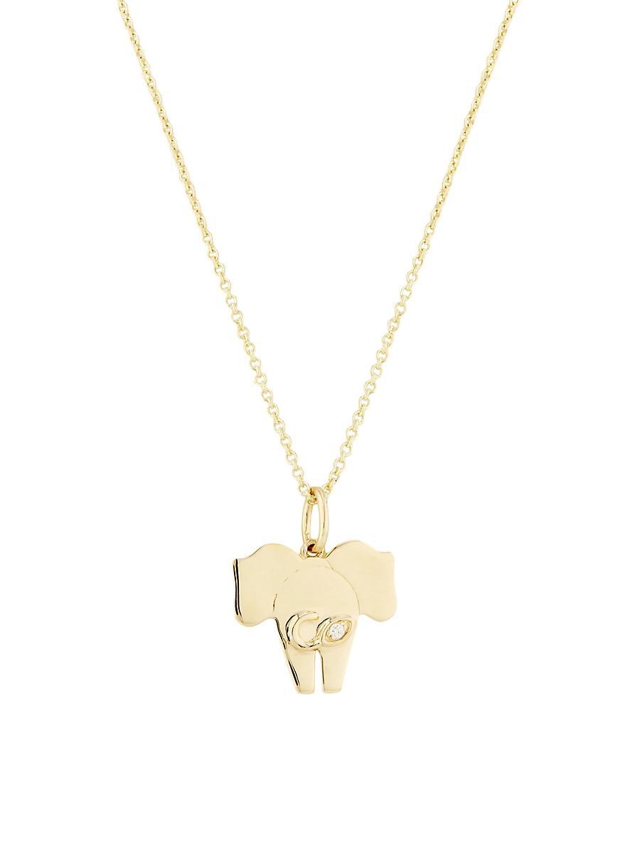 Womens 14K Yellow Gold & 0.005 TCW Diamond Elephant Tail Pendant Necklace Product Image