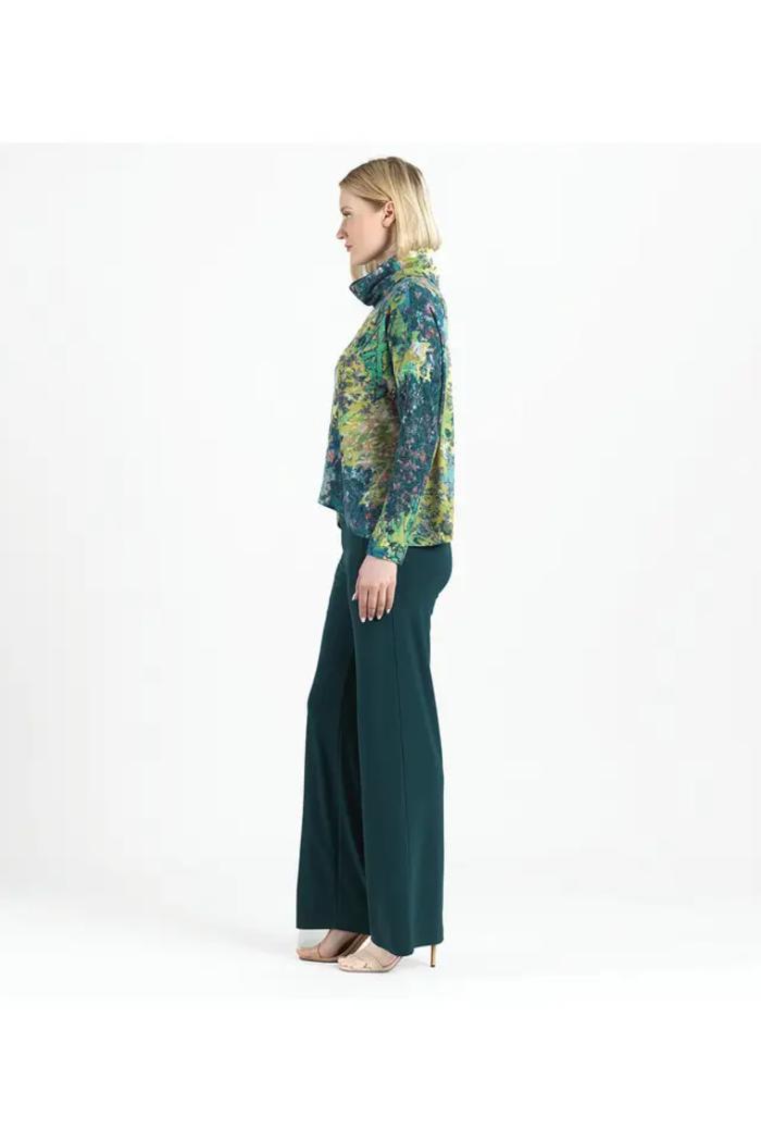 Soft Cozy Floral Patch Print Turtleneck Sweater W/ Tipped Hem Product Image