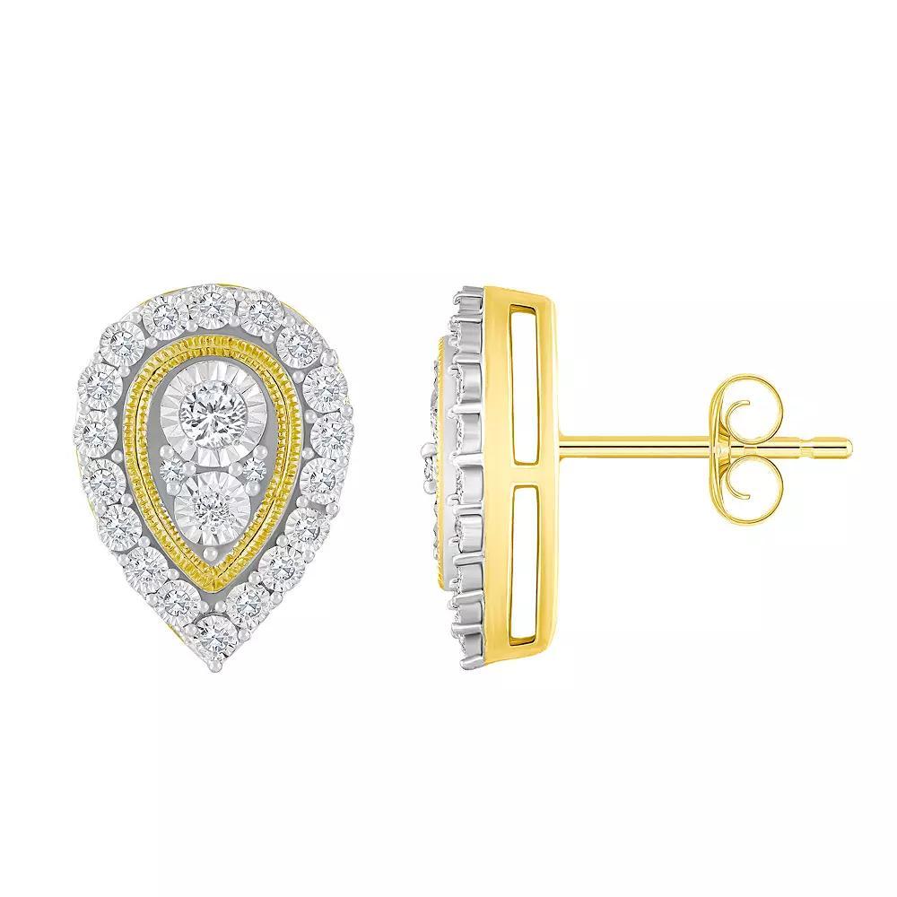 Celebration Gems 14k Gold 1/5 Carat T.W. Diamond Pear Shape Cluster Stud Earrings, Women's, 14k White Gold Product Image