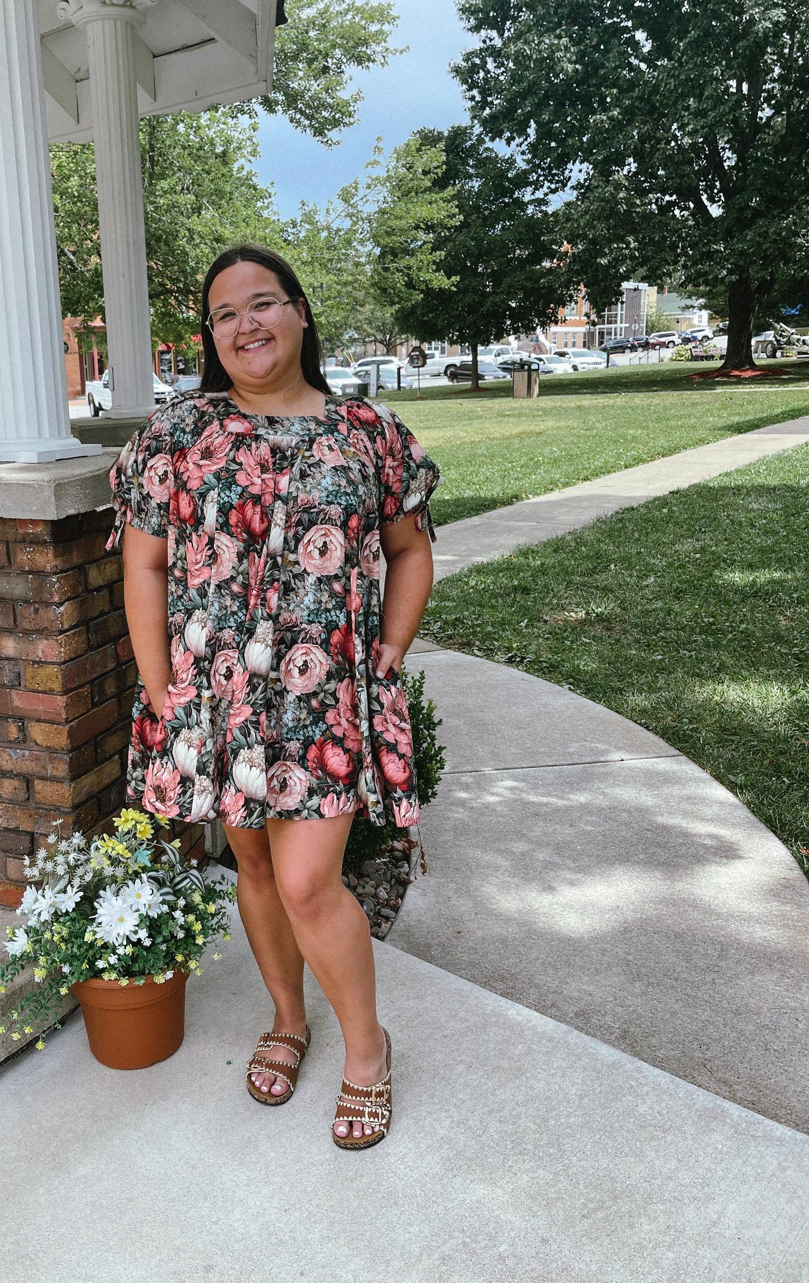 Lindsey Floral Tie Sleeve Dress Product Image