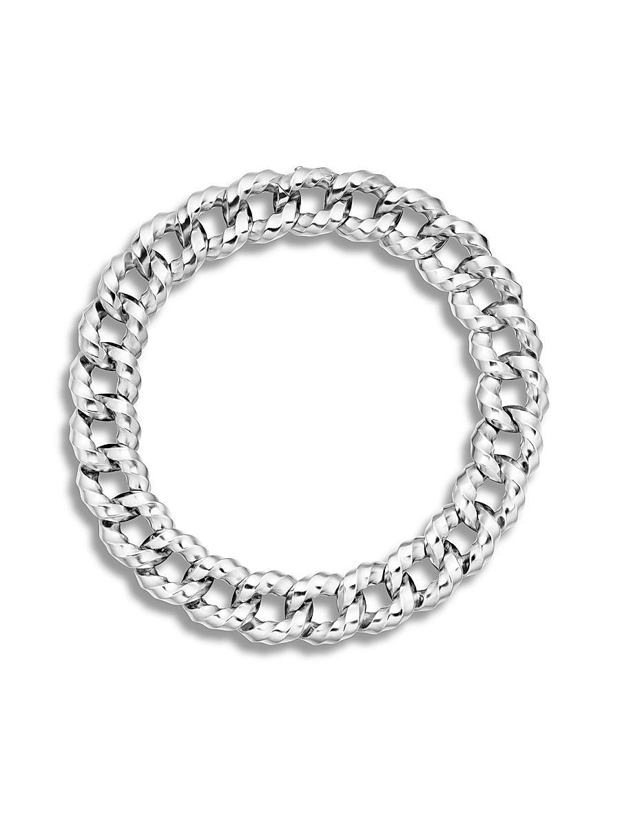 Womens Cable Edge Curb Chain Necklace in Recycled Sterling Silver Product Image