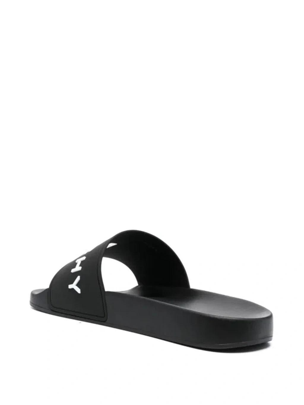 logo-print detail pool slides Product Image
